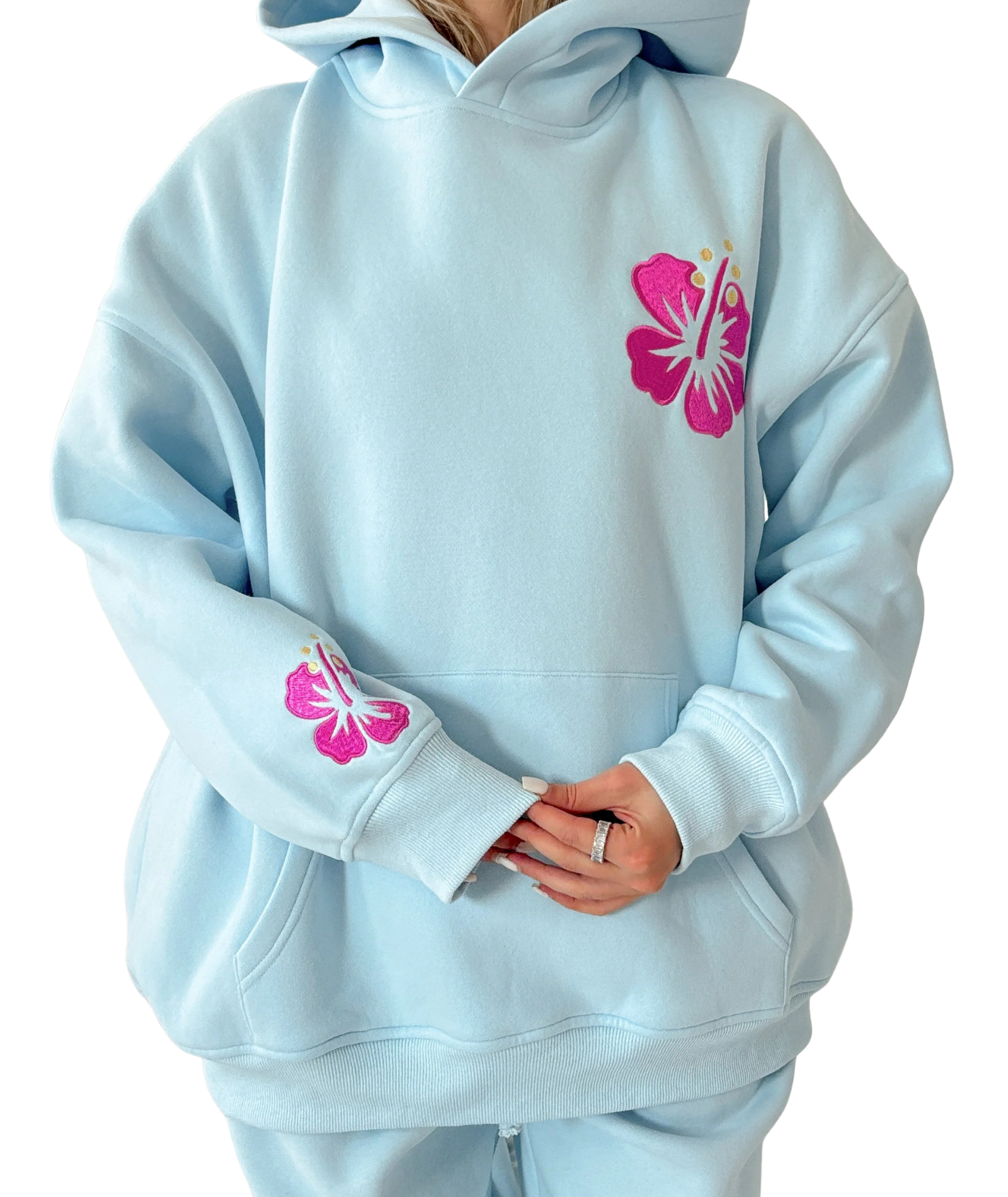 Sunkissed Coconut Juniors Hibiscus Flower Beach Babe Hoodie Icy Blue Womens Casual Tops Sunkissed Coconut Icy Blue Juniors/Women XS