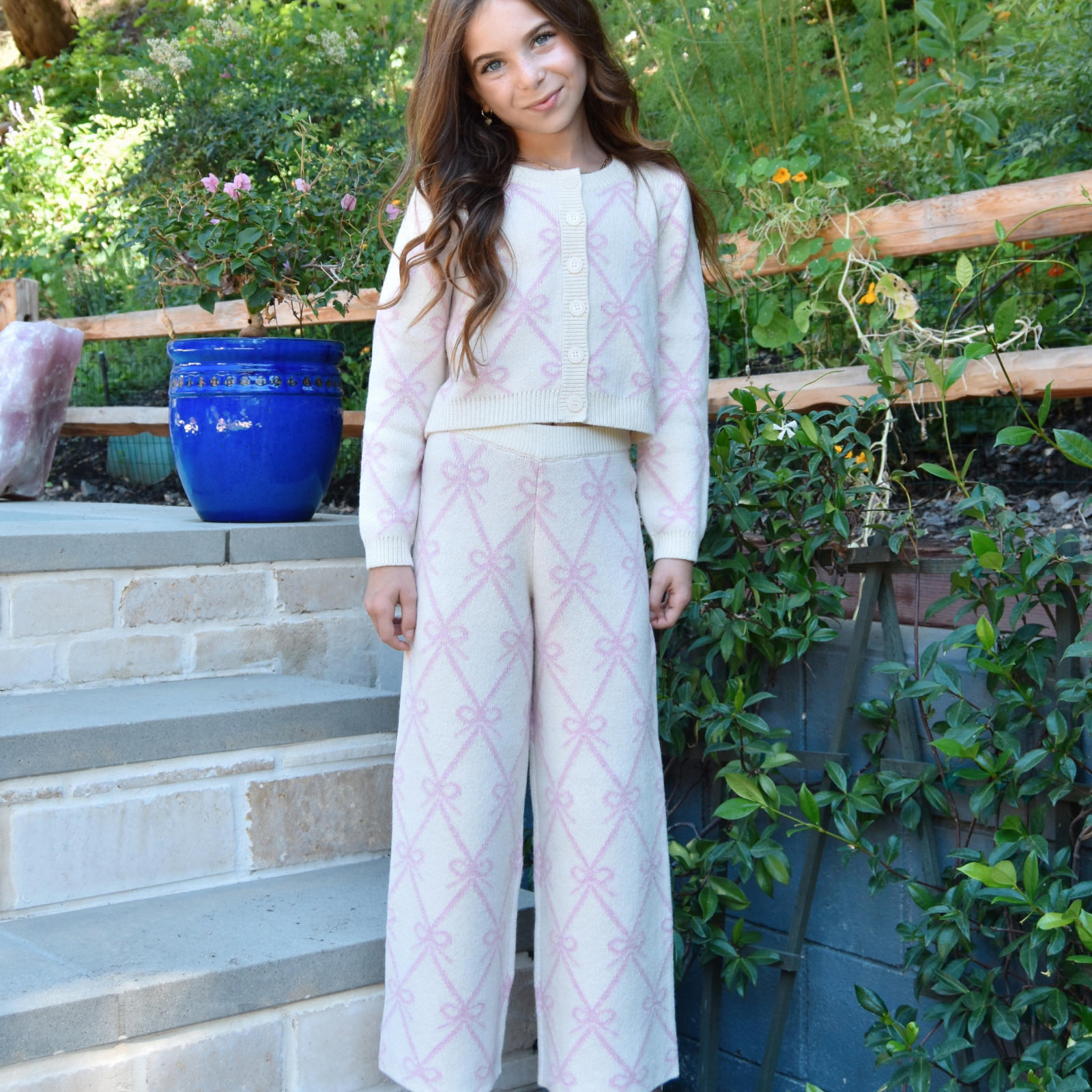 Love Shack Fancy Girls Kisa Pants Milk Rose Girls Casual Bottoms Love Shack Fancy Pink Y/S (7/8)