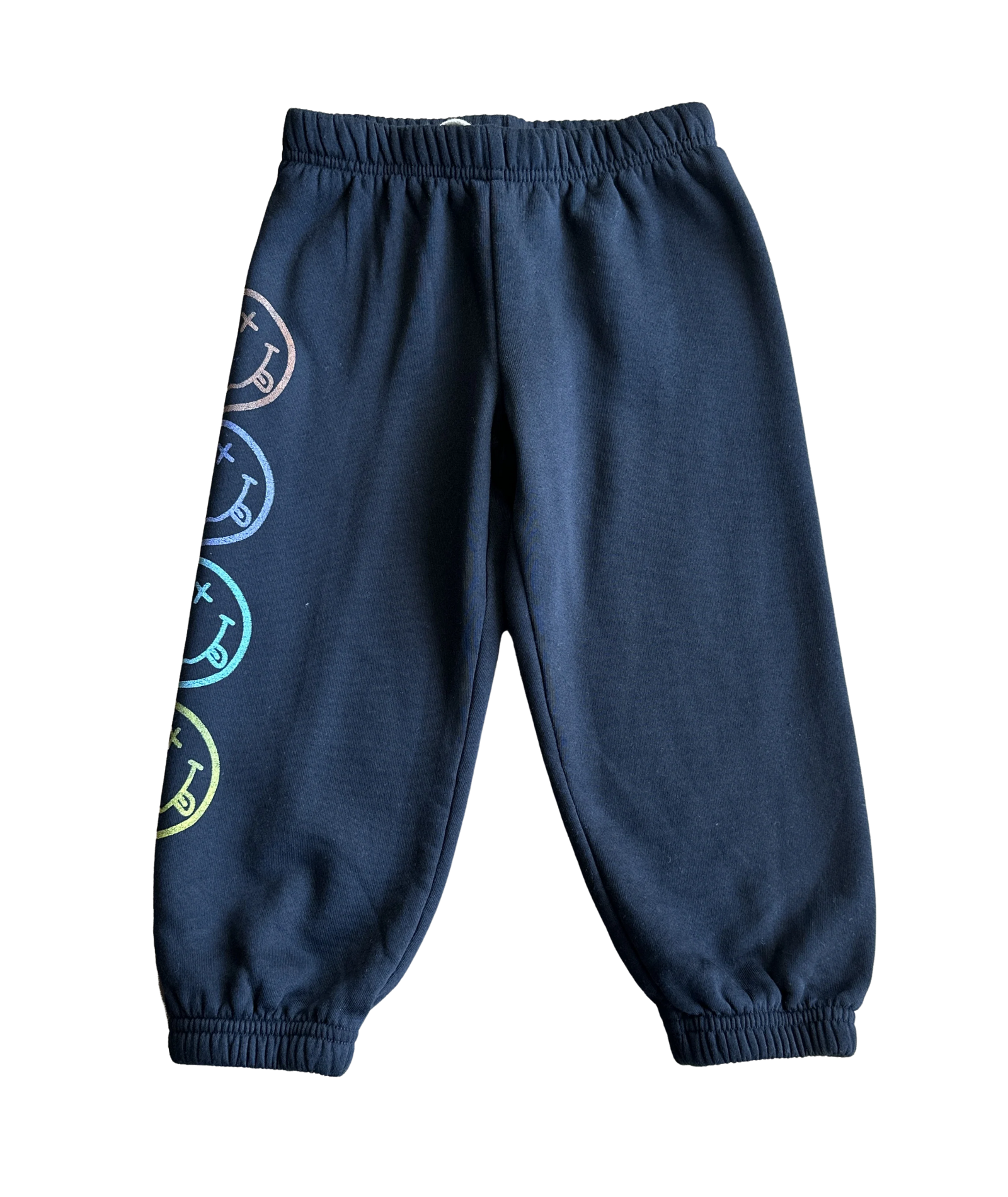 Rowdy Sprout Girls Nirvana Smiley Sweatpants Washed Black Girls Casual Bottoms Rowdy Sprout