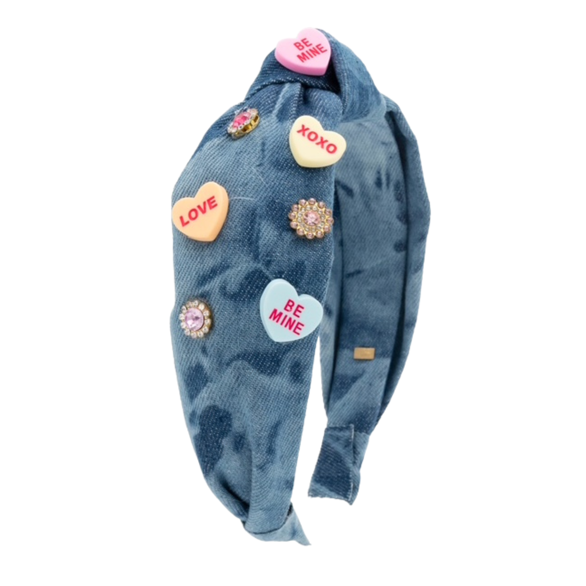 Bari Lynn Knot Headband Denim Conversation Hearts and Jewels Distressed/seasonal accessories Bari Lynn Denim