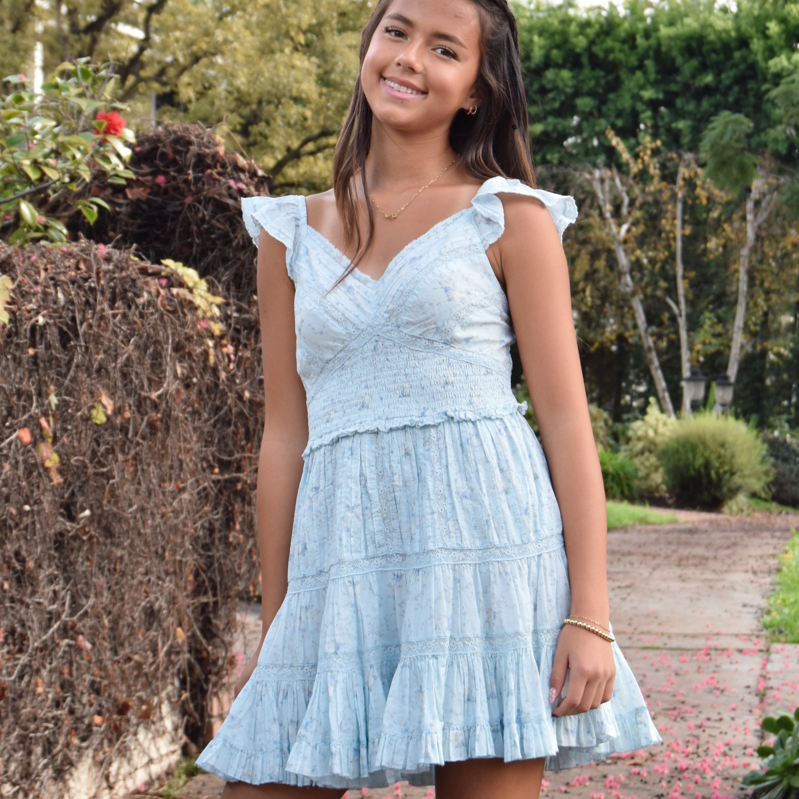 Love Shack Fancy Women Presline Dress Snowdrop Blue Womens Casual Dresses Love Shack Fancy Floral Juniors/Women XXS