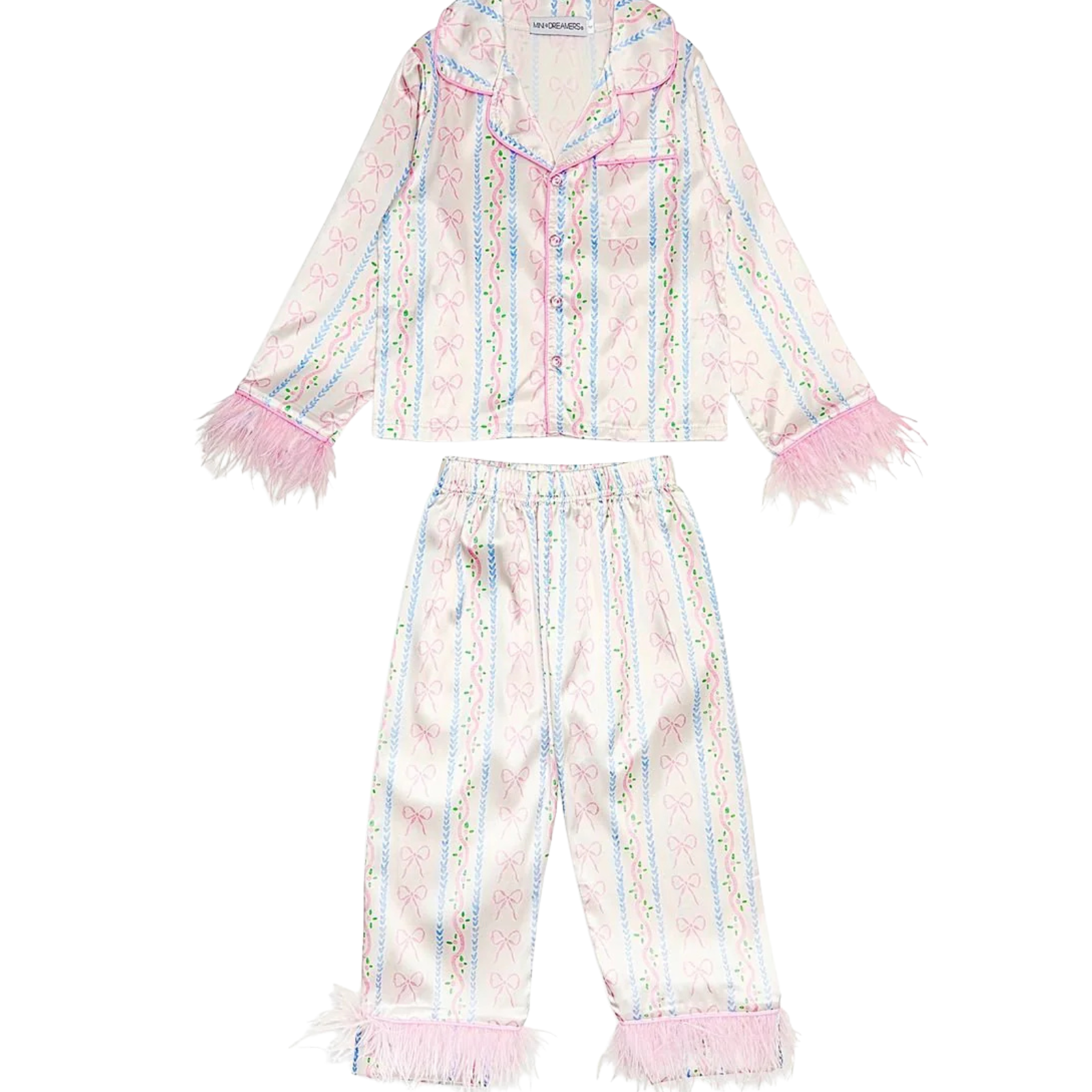 Mini Dreamers Girls All Tied Up Long Feather Silky Set