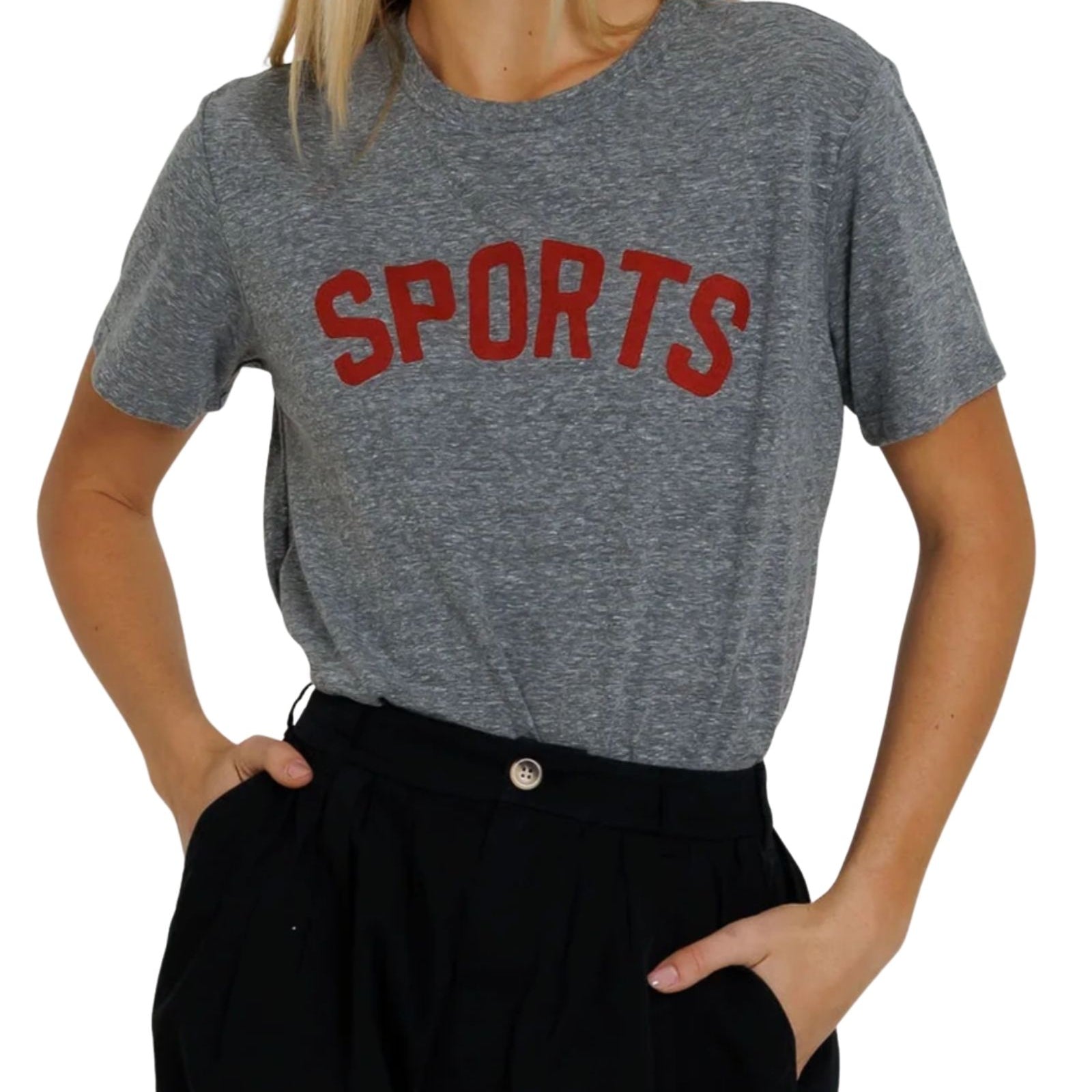 Sunny Somewhere Women Red Sports Everyday Tee Womens Casual Tops Sunny Somewhere Heather Grey Juniors/Women XS
