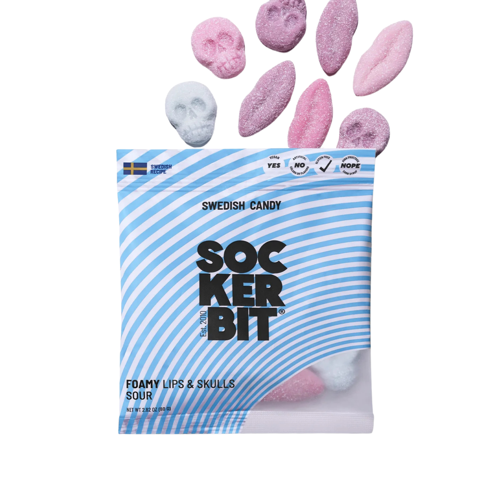 Sockerbit Foamy Lips and Skulls Swedish Candy Bag Accessories Frankie's Exclusives Multi