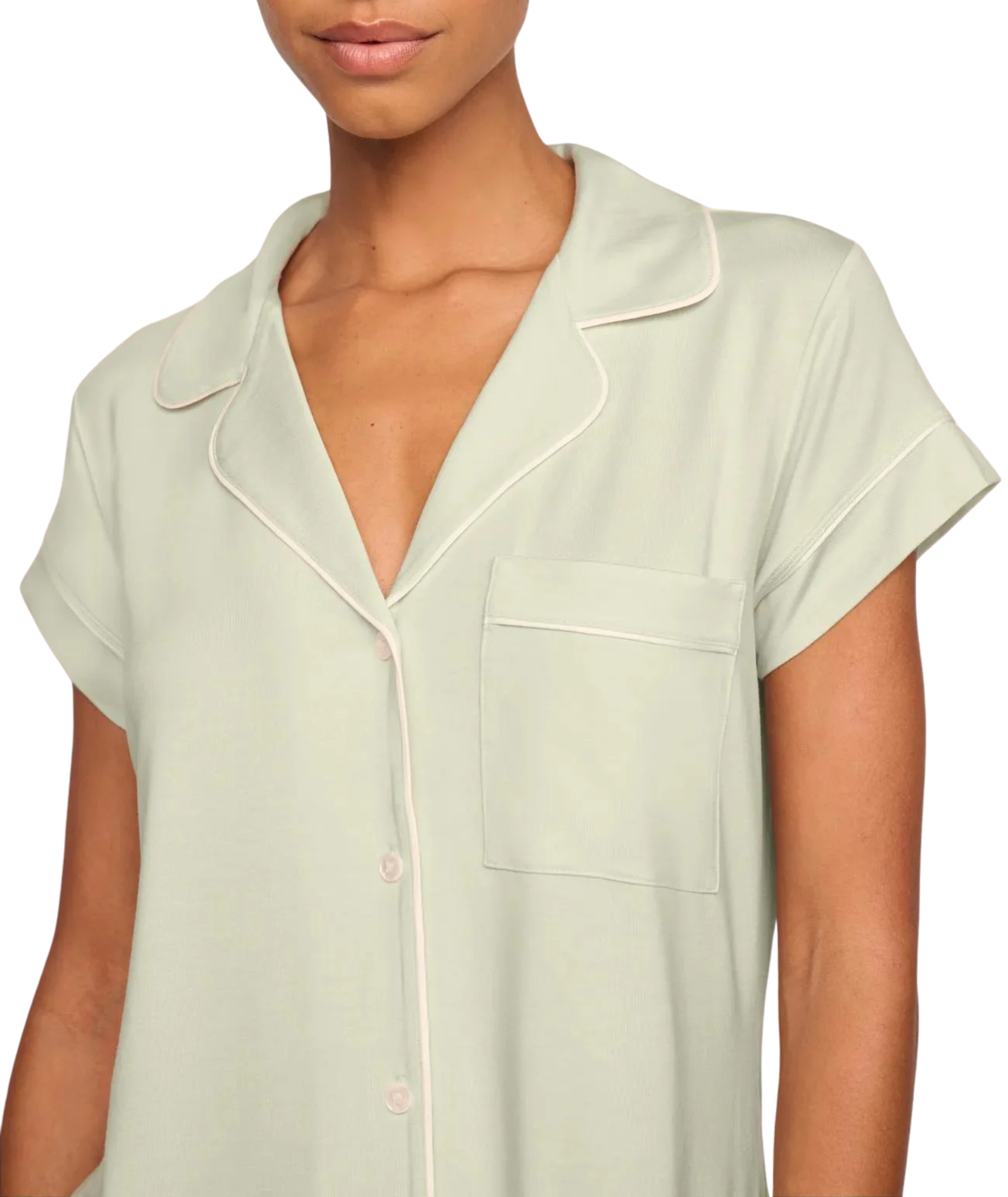 Eberjey Women Gisele Short Sleeve Crop Pants PJ Set Mint Cream/Ivory Accessories Eberjey