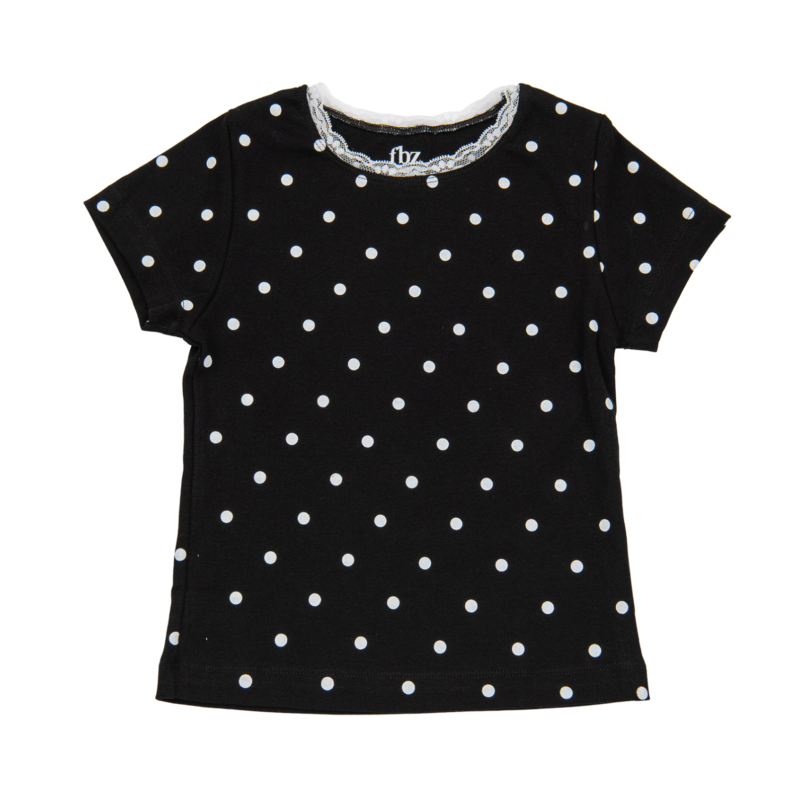 FBZ Girls Ollie Polka Dot Lace Tee Girls Casual Tops FBZ Flowers By Zoe Black Y/S (7/8)