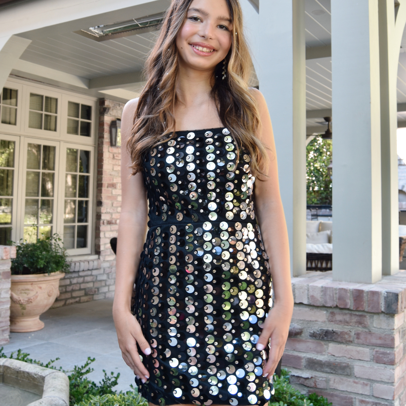 Theme Girls Davie Disco Sequin Dress Distressed/seasonal girls Theme-NYC Black Y/S (7/8)