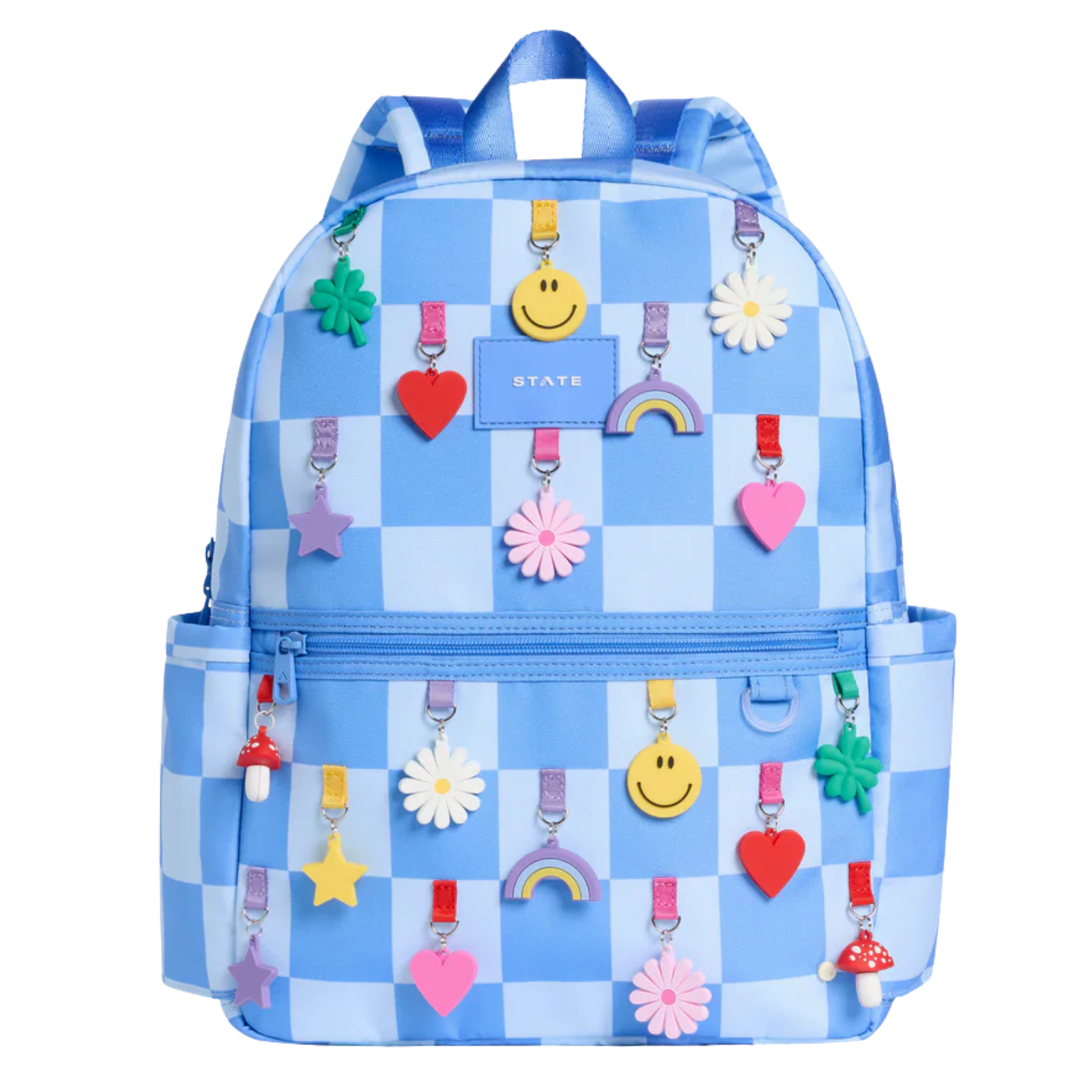State Bags Kane Kids Backpack Charms Blue Check