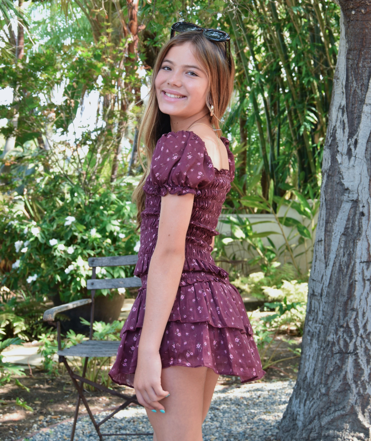 Katie J NYC Girls Alma Top Burgundy Garden Girls Casual Tops Katie J NYC