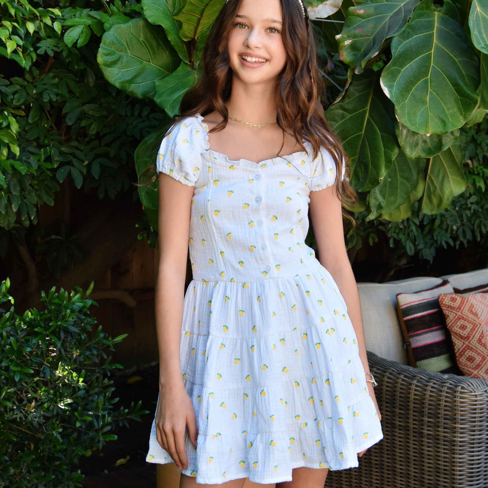 FBZ Girls Sorrento Lemon Dress Girls Casual Dresses FBZ Flowers By Zoe White Y/5