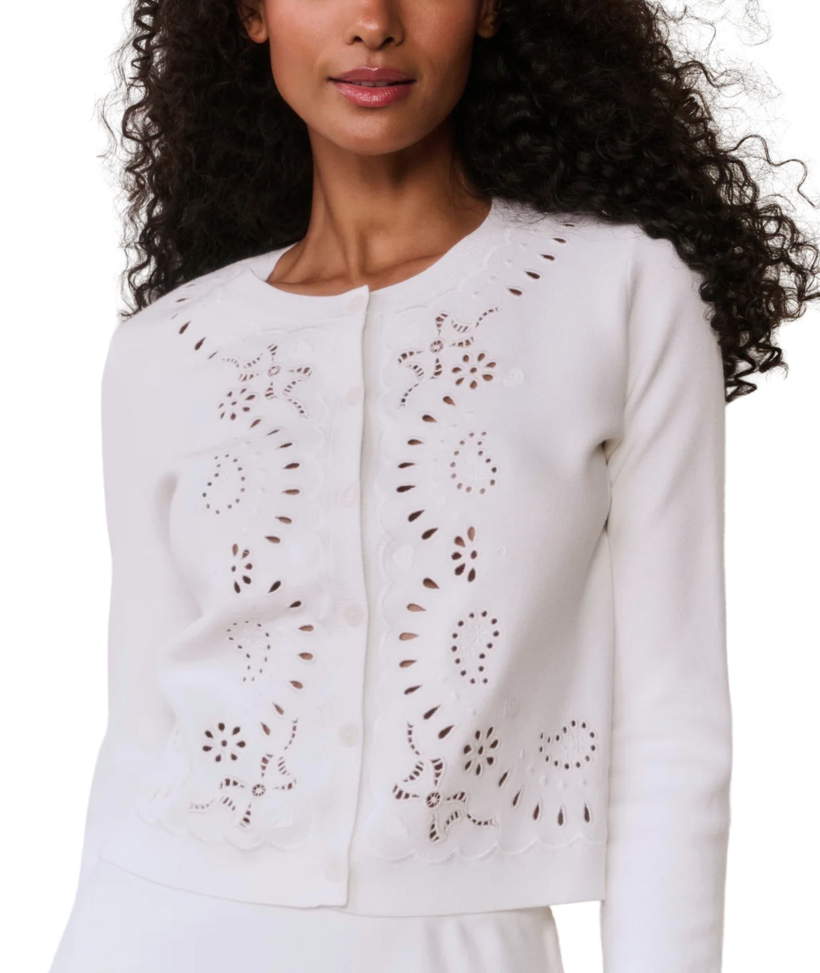 Love Shack Fancy Women Leda Cardigan White Vanilla Womens Casual Tops Love Shack Fancy