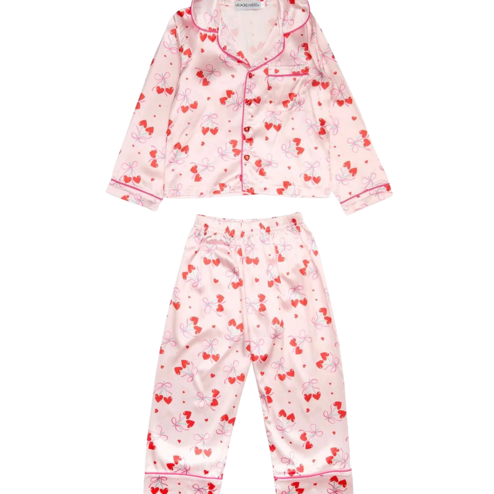 Mini Dreamers Girls Cherry Bows Pants Silky Set