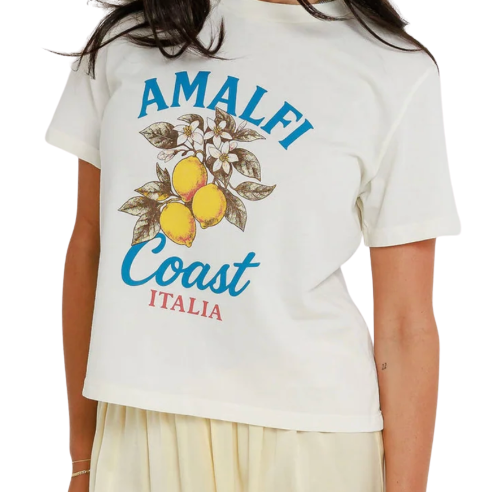 Sunny Somewhere Women Amalfi Coast Italia Everyday Tee Womens Casual Tops Sunny Somewhere White Juniors/Women XS