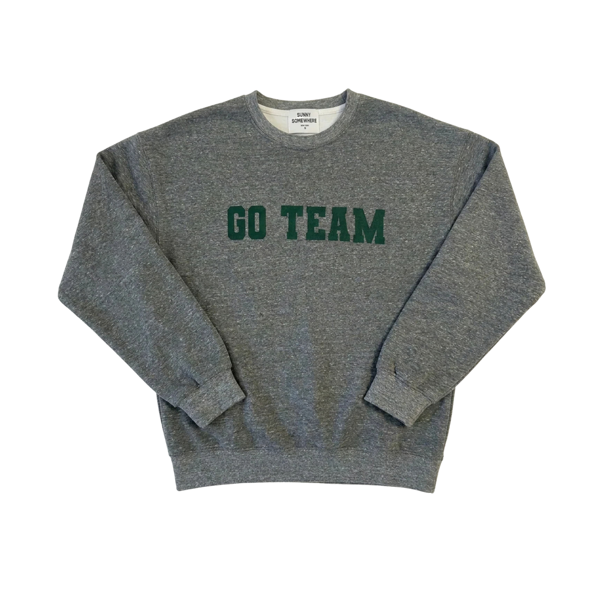 Sunny Somewhere Women Green Go Team Oversized Crew Womens Casual Tops Sunny Somewhere Heather Grey Juniors/Women XS
