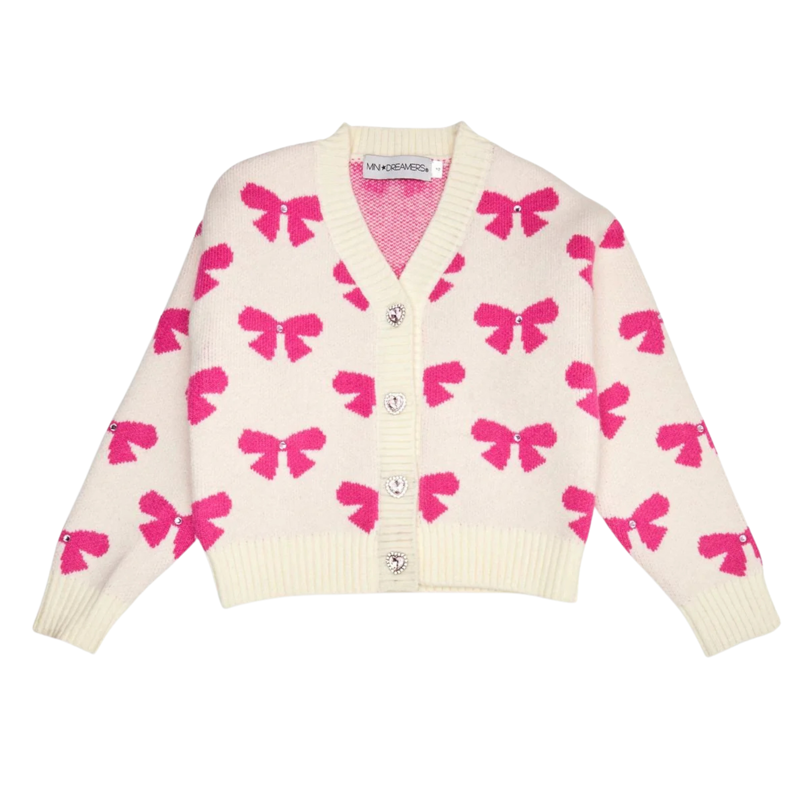 Mini Dreamers Girls Maya Bow Cardigan Girls Casual Tops Mini Dreamers White Y/4