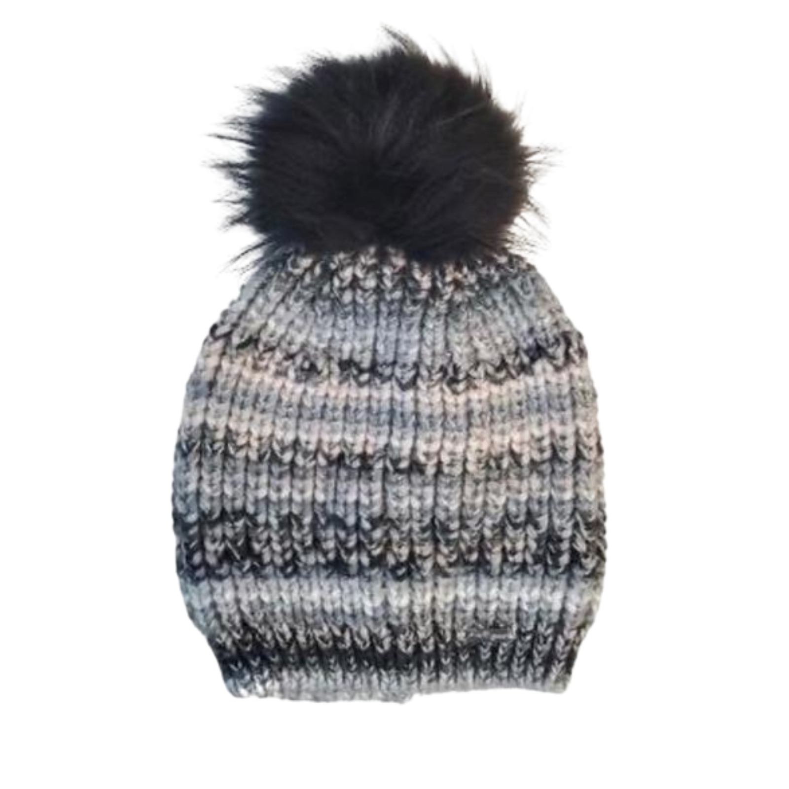 Striped Winter Hat Grey/Black Women Accessories Bari Lynn Striped Juniors/Women One Size Fits Most