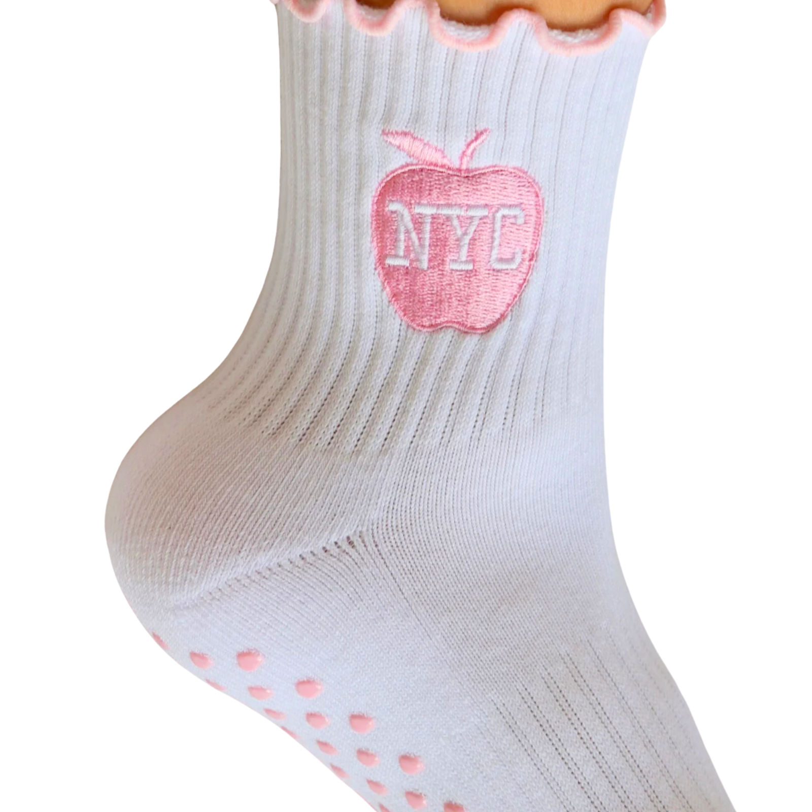 Colorful Natalie NYC Pink Apple Grip Socks
