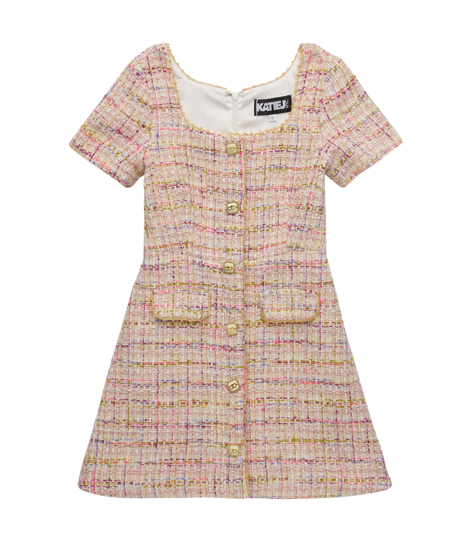 Katie J NYC Juniors Anna Pink Lurex Boucle Dress Womens Casual Dresses Katie J NYC