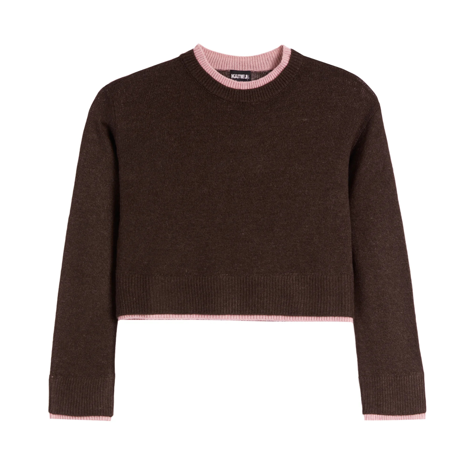 Katie J NYC Girls Nova Sweater Espresso/Pink Girls Casual Tops Katie J NYC Espresso Y/S (7/8)