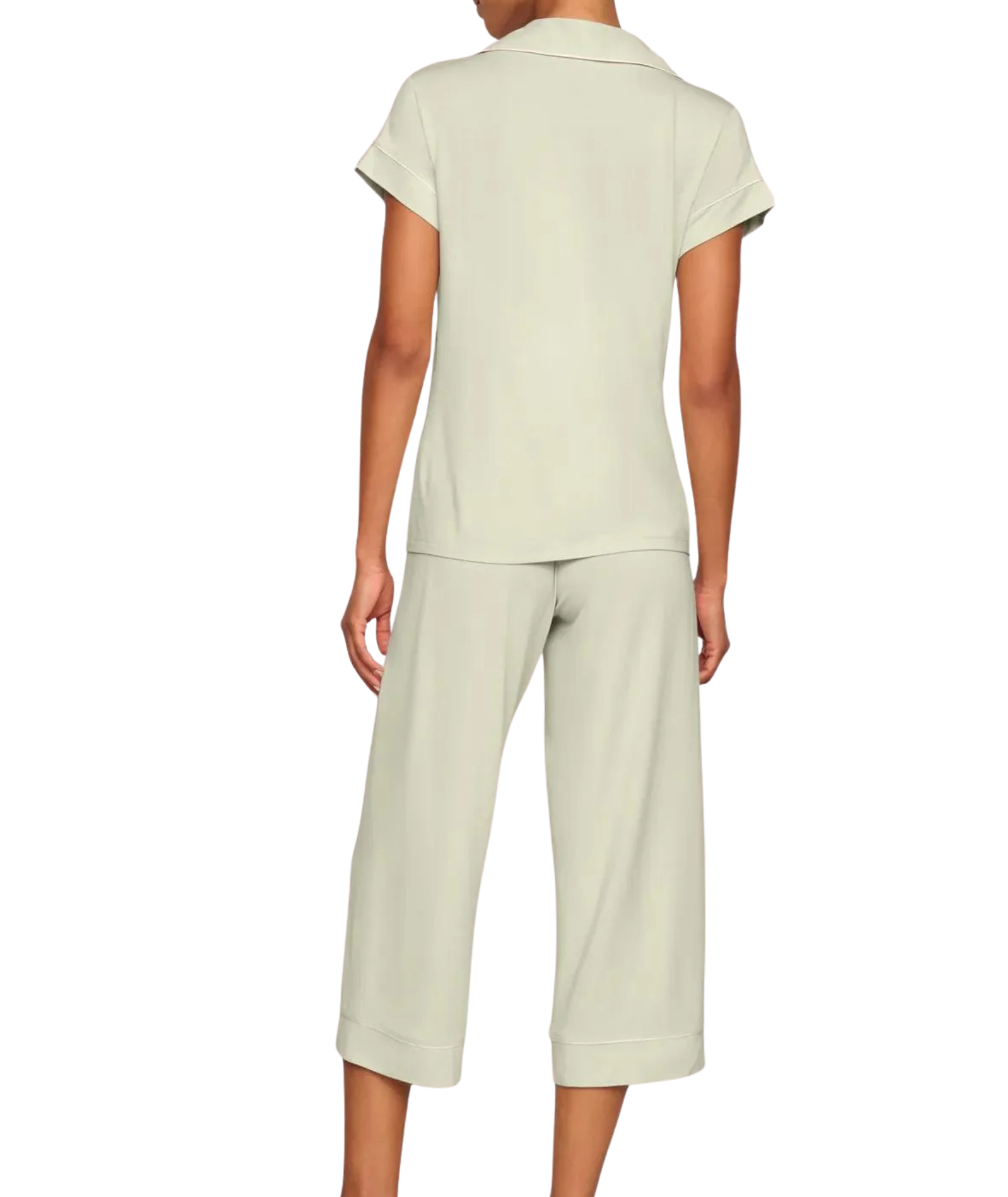 Eberjey Women Gisele Short Sleeve Crop Pants PJ Set Mint Cream/Ivory Accessories Eberjey