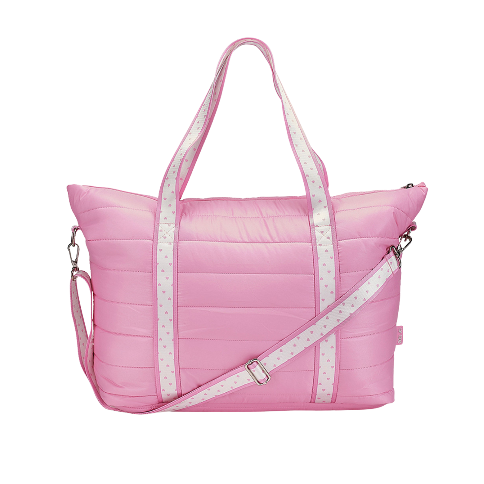 Pink Heart Strap Puffer Tote Bag Accessories Top Trenz Pink