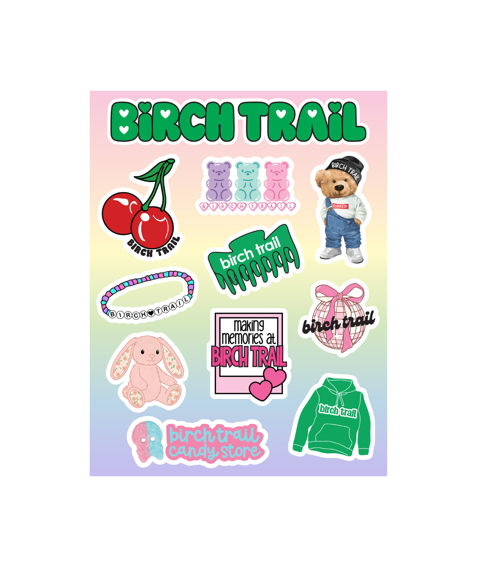 Frankie's Exclusives Cutie Camp Name Vinyl Sticker Set of 12 Camp A Wink and a Nod Multi Birch Trail