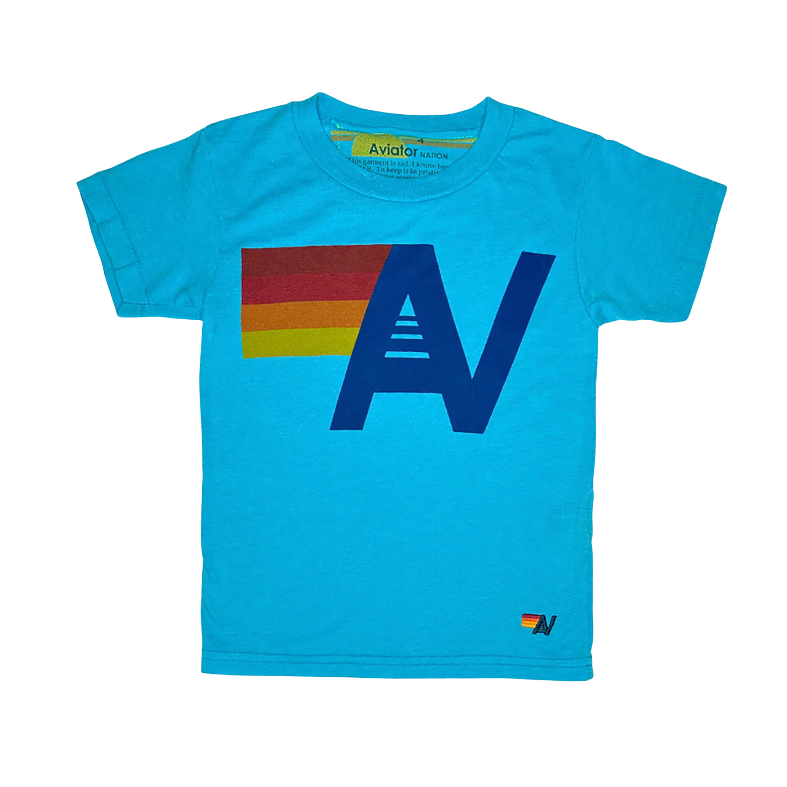 Aviator Nation Kids Logo Tee Girls Casual Tops Aviator Nation Neon Blue Y/4