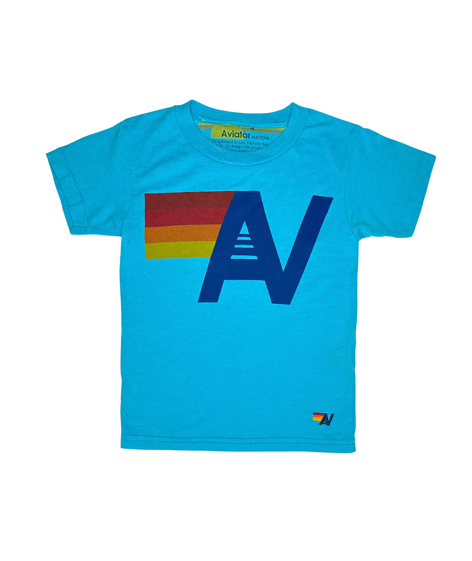 Aviator Nation Kids Logo Tee Girls Casual Tops Aviator Nation Neon Blue Y/4