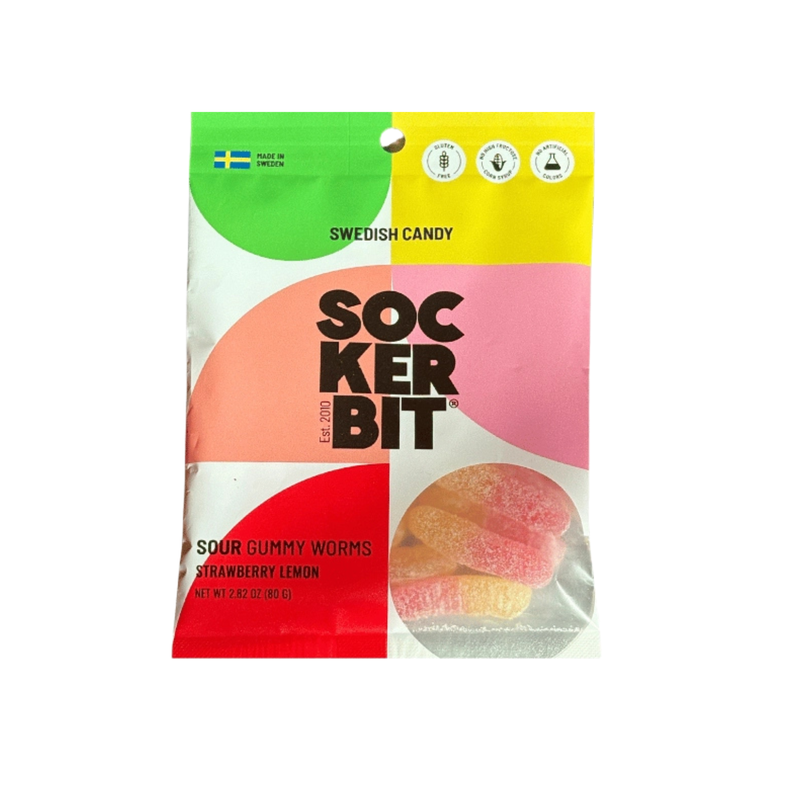 Sockerbit Sour Gummy Worms Swedish Candy Bag Accessories Frankie's Exclusives Multi
