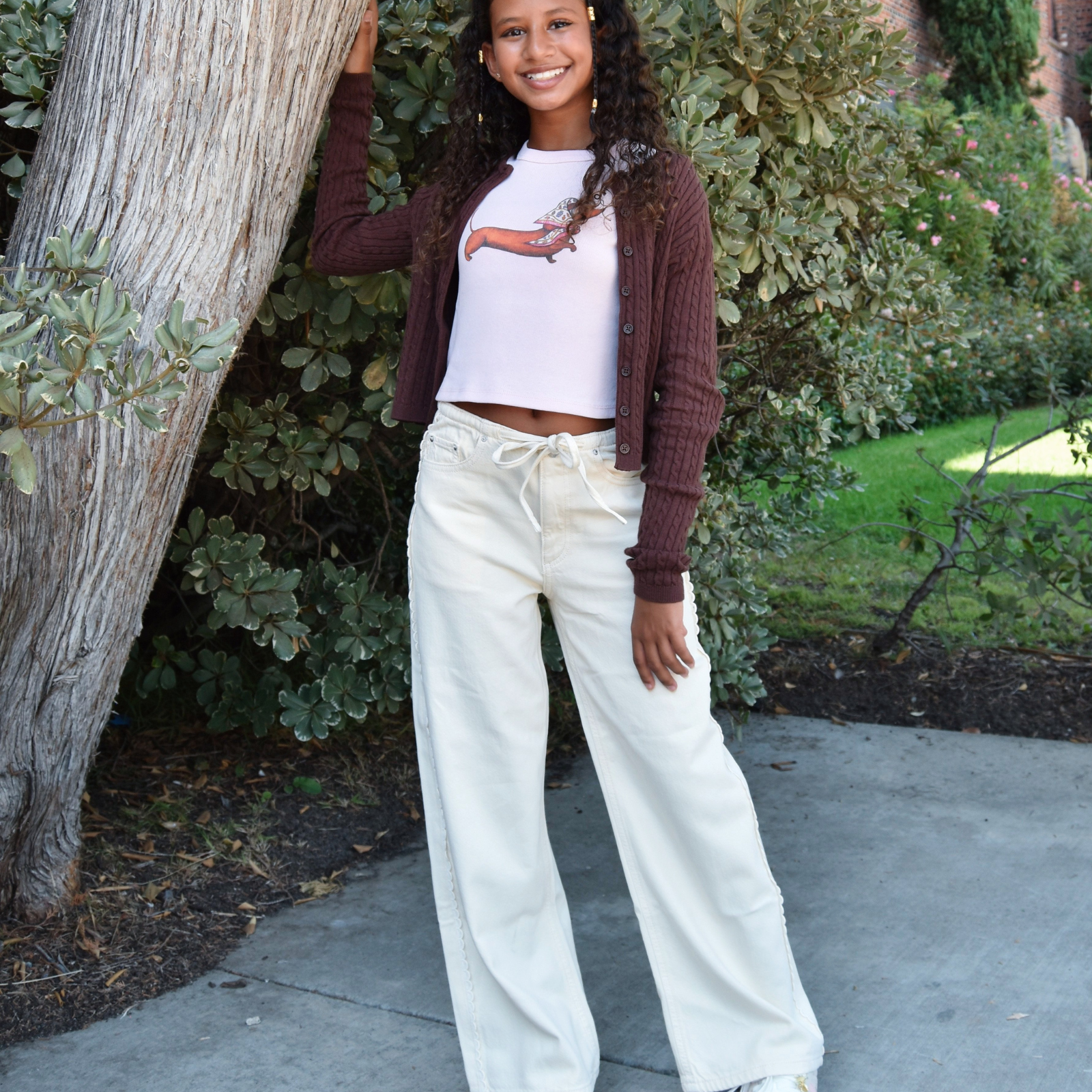 DL1961 Girls Frankie Lace Sugar Cookie Aura Low Slung Wide Leg Jeans