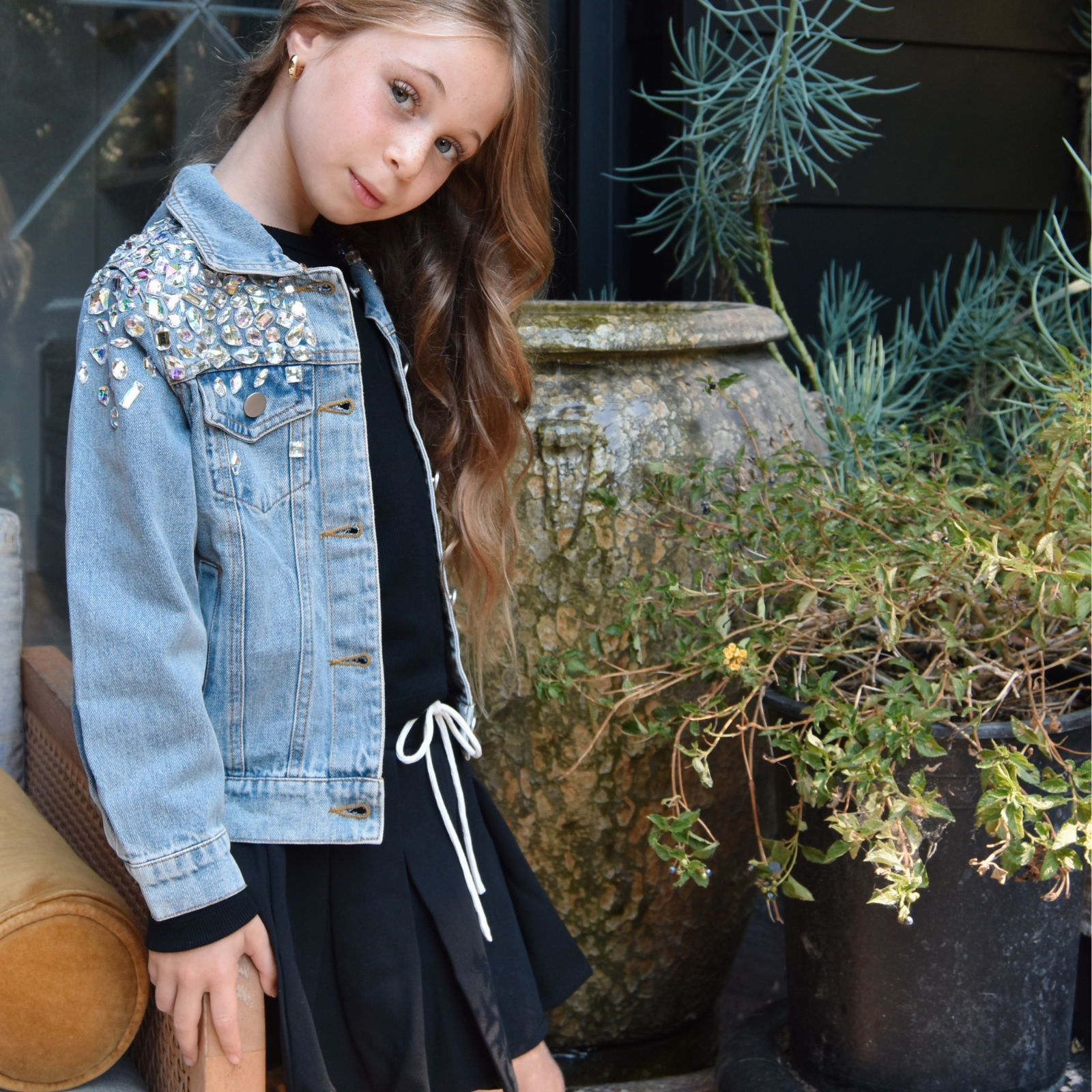 Mini Dreamers Girls Hazel Gem Stone Jean Jacket Girls Casual Tops Mini Dreamers Denim Y/6