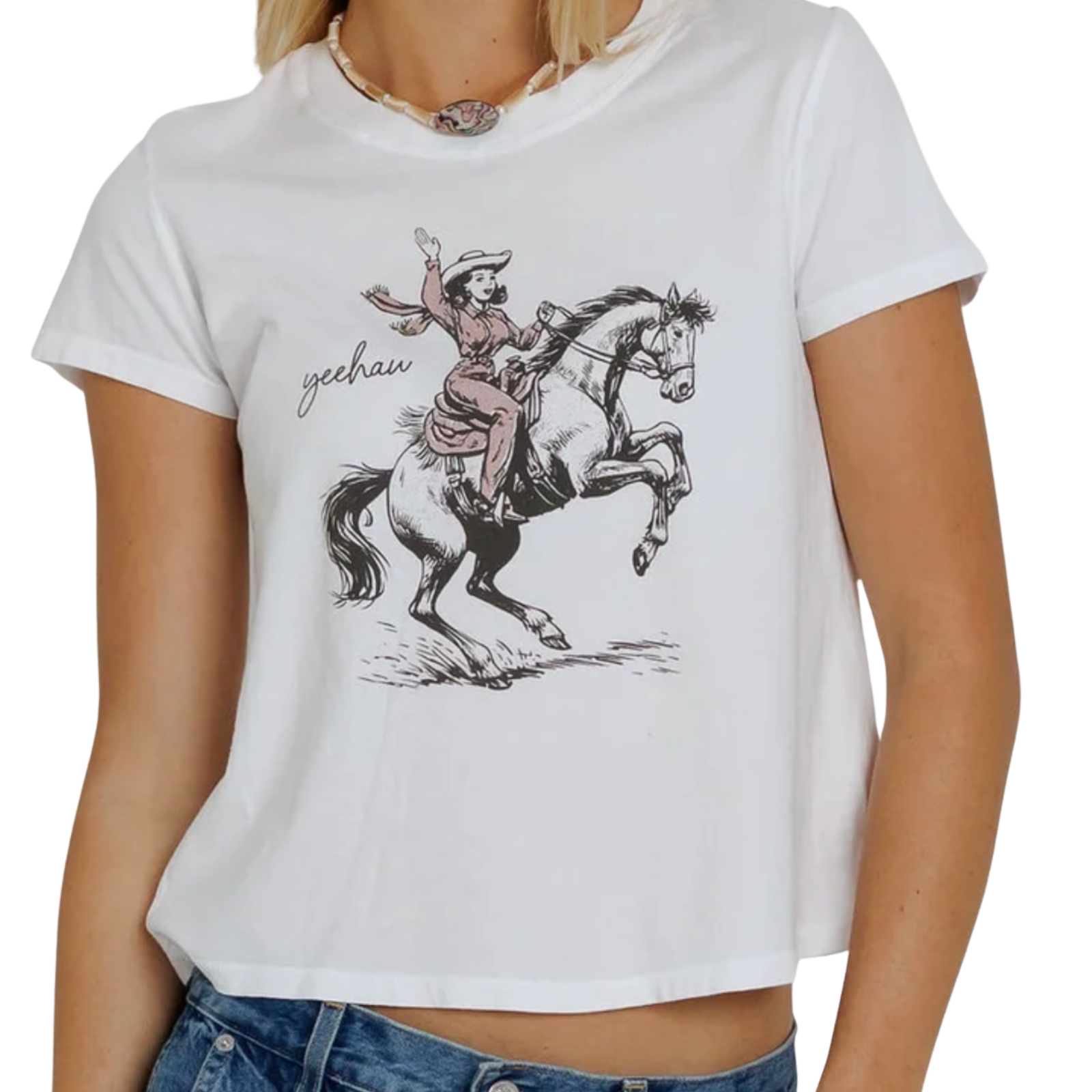 Sunny Somewhere Women Yeehaw Cowgirl Femme Tee
