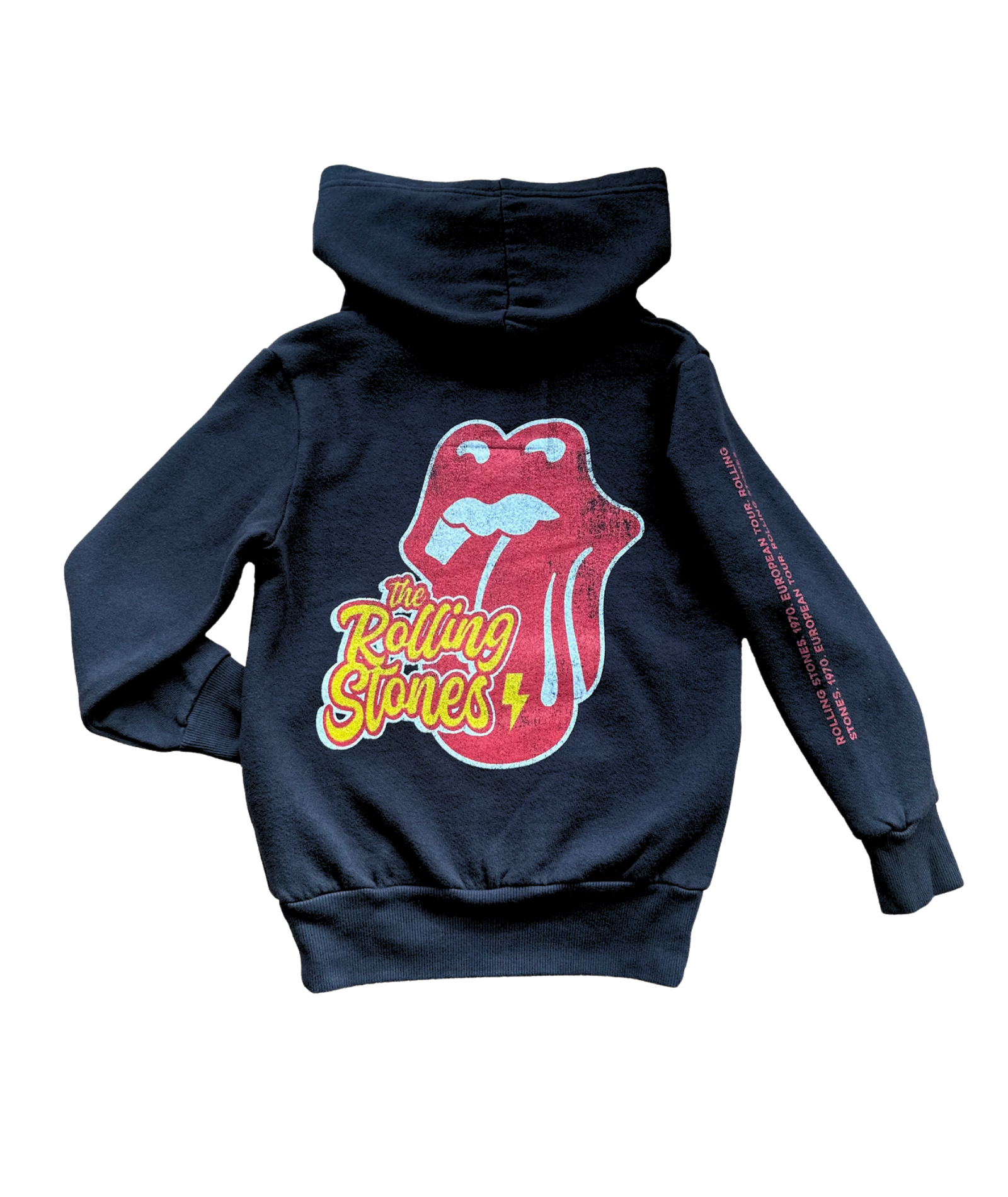 Rowdy Sprout Girls Rolling Stones Tongue Hoodie Washed Black Girls Casual Tops Rowdy Sprout