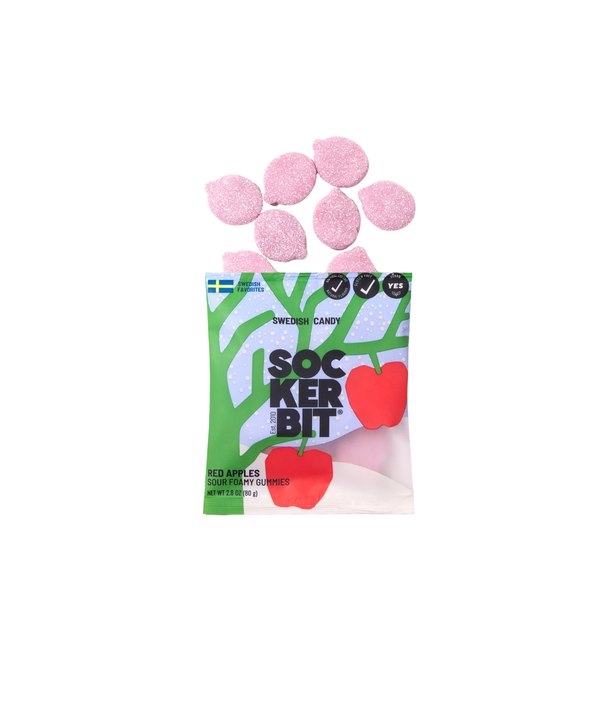 Sockerbit Fizzy Frosted Apples Swedish Candy Bag Accessories Frankie's Exclusives Multi