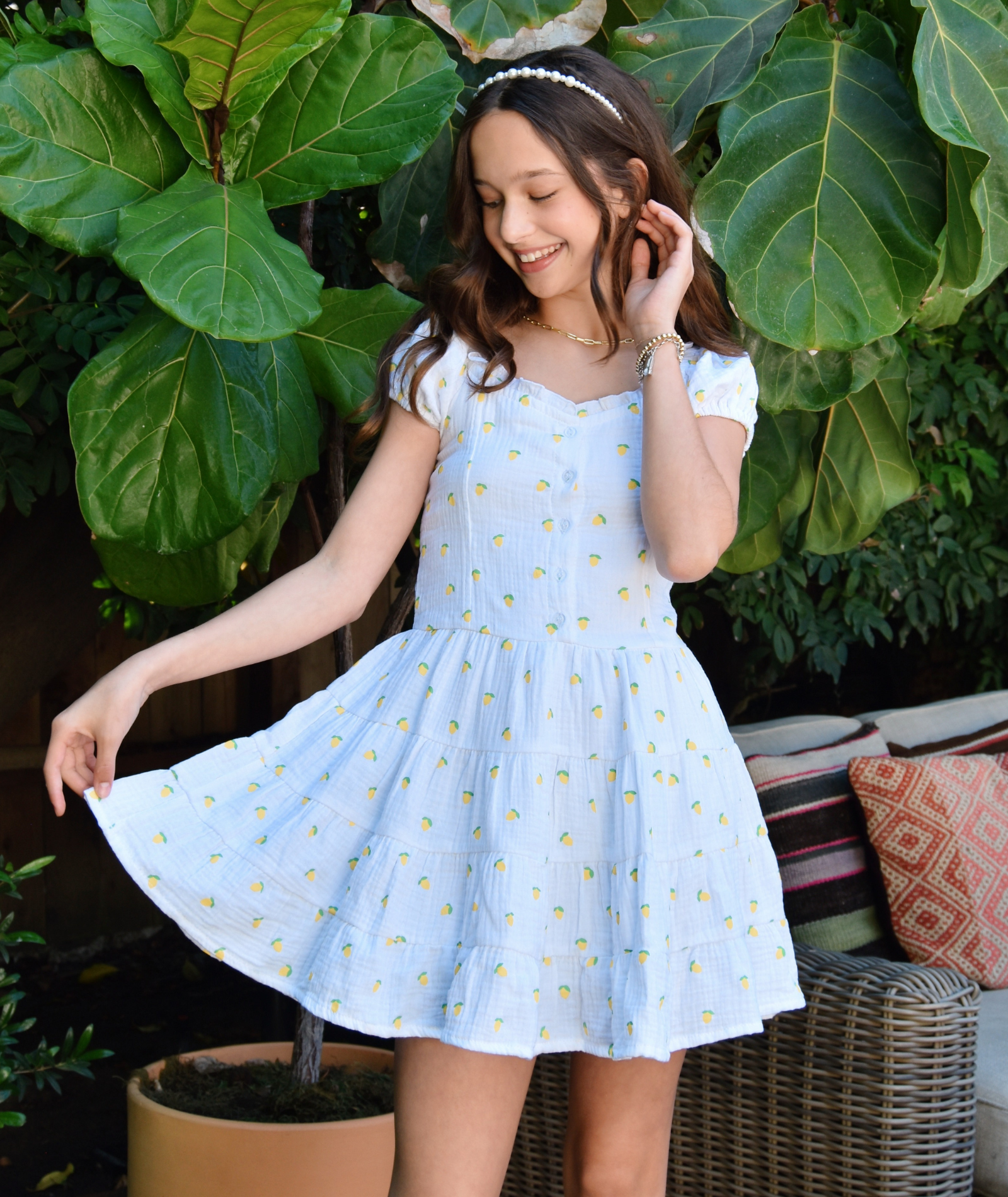 FBZ Girls Sorrento Lemon Dress Girls Casual Dresses FBZ Flowers By Zoe