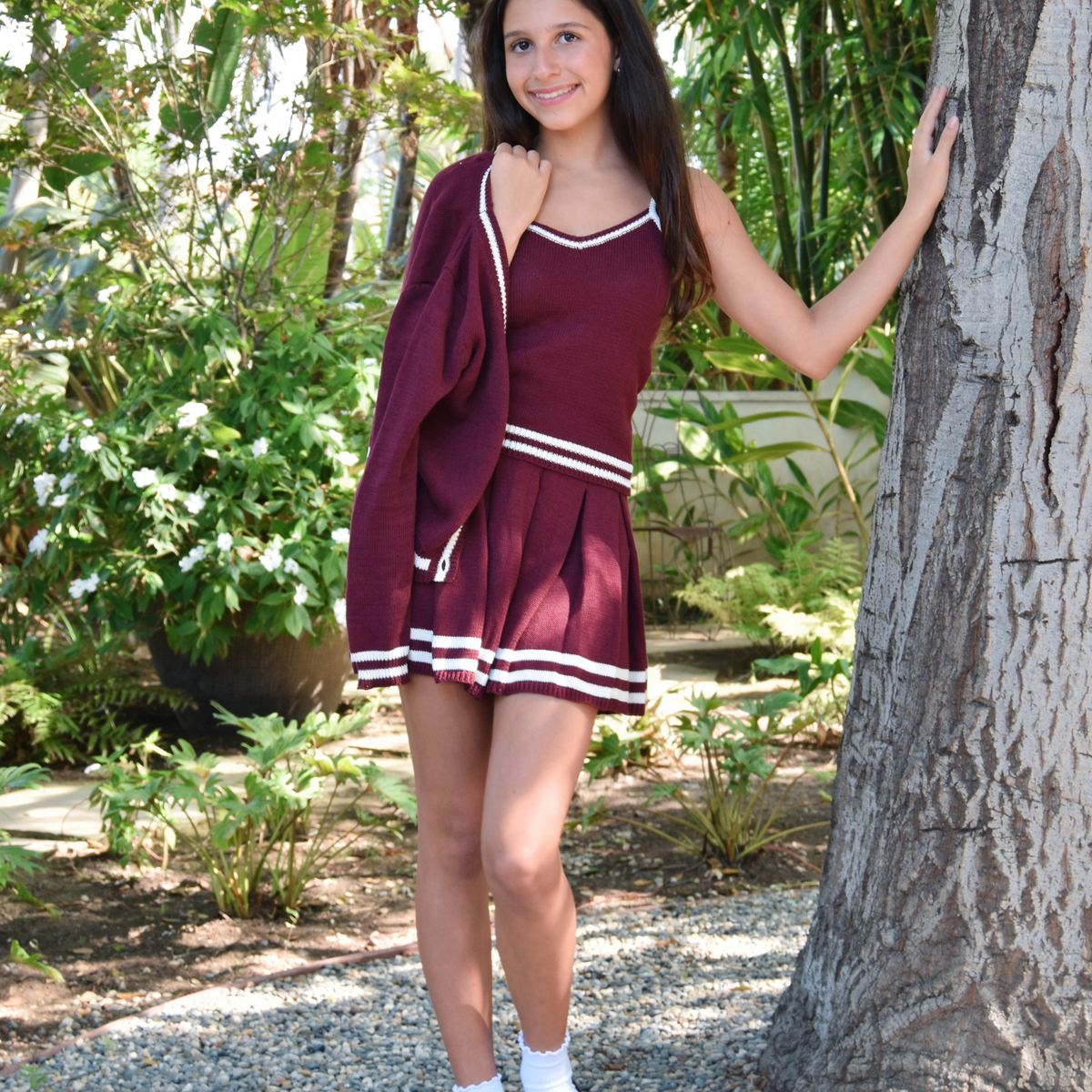FBZ Girls Blaire Burgundy Cami With White Trim Girls Casual Tops FBZ Flowers By Zoe Burgundy Y/S (7/8)