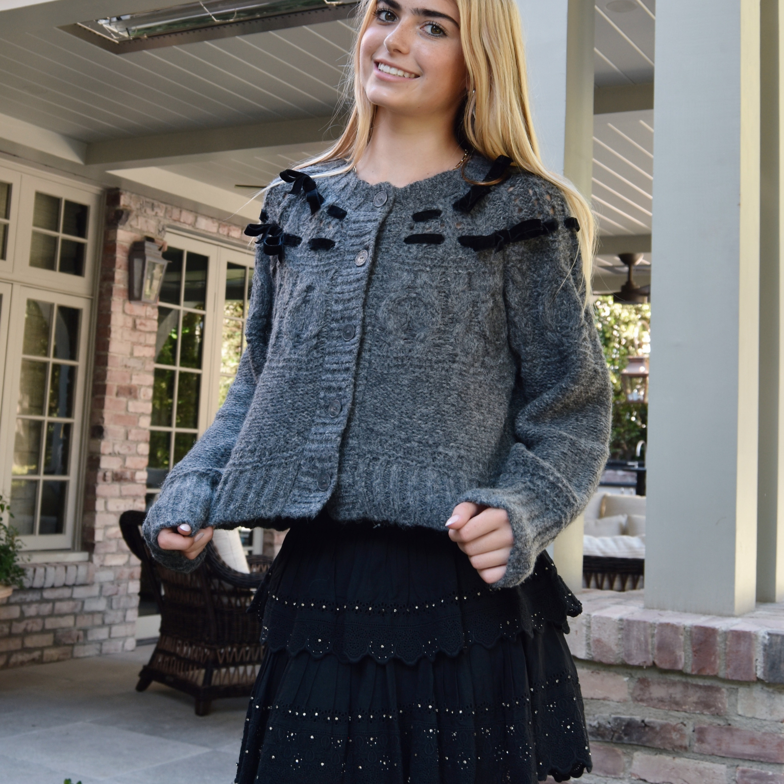 Love Shack Fancy Women Ruffle Mini Skirt Black Womens Casual Bottoms Love Shack Fancy Black Juniors/Women XXS