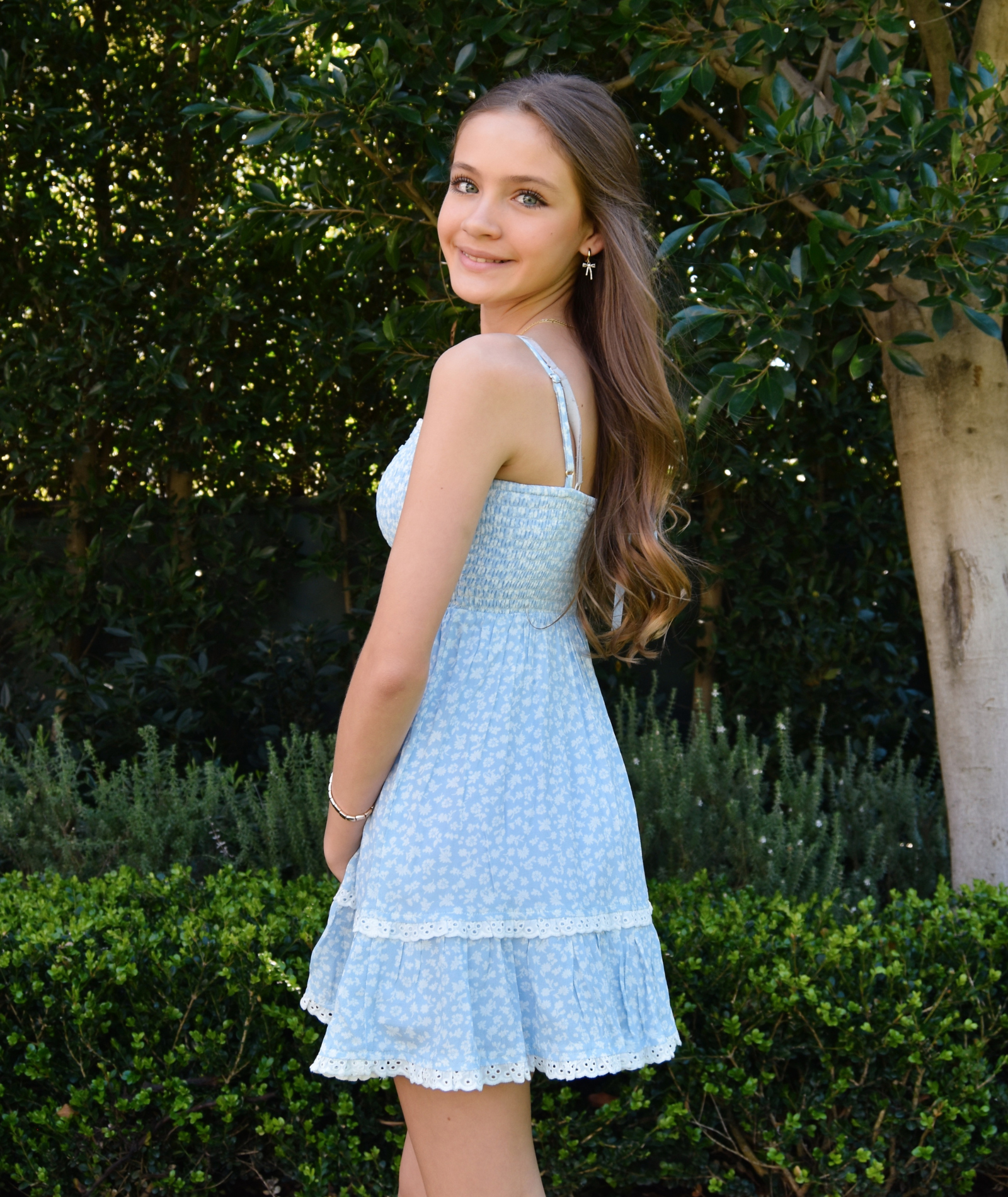 Katie J NYC Girls Blue Ditsy Floral Dana Dress Girls Casual Dresses Katie J NYC