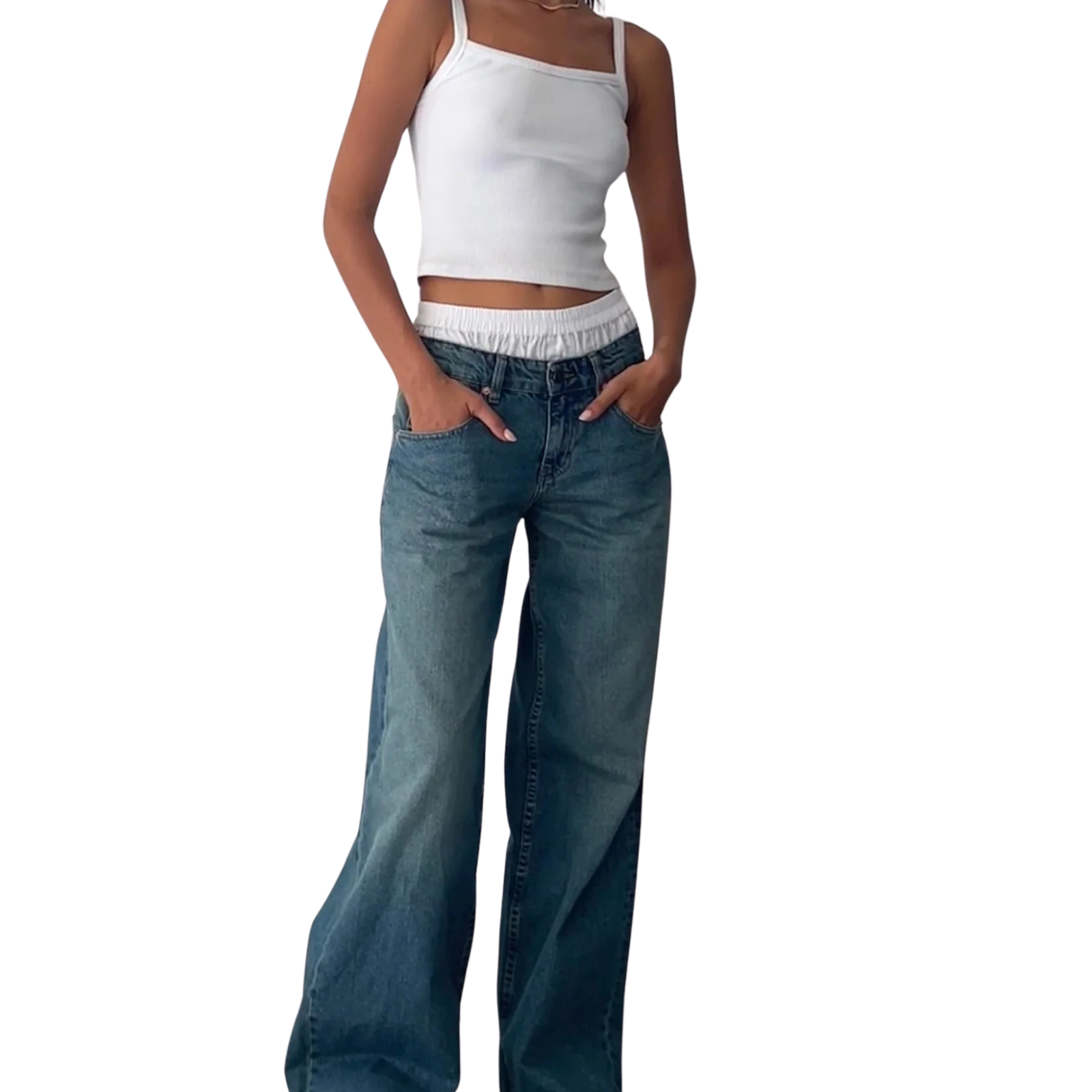 Motel Rocks Juniors Roomy Extra Wide Low Rise Jeans Vintage Blue Green Womens Denim Motel Rocks Denim Juniors/Women 24/32