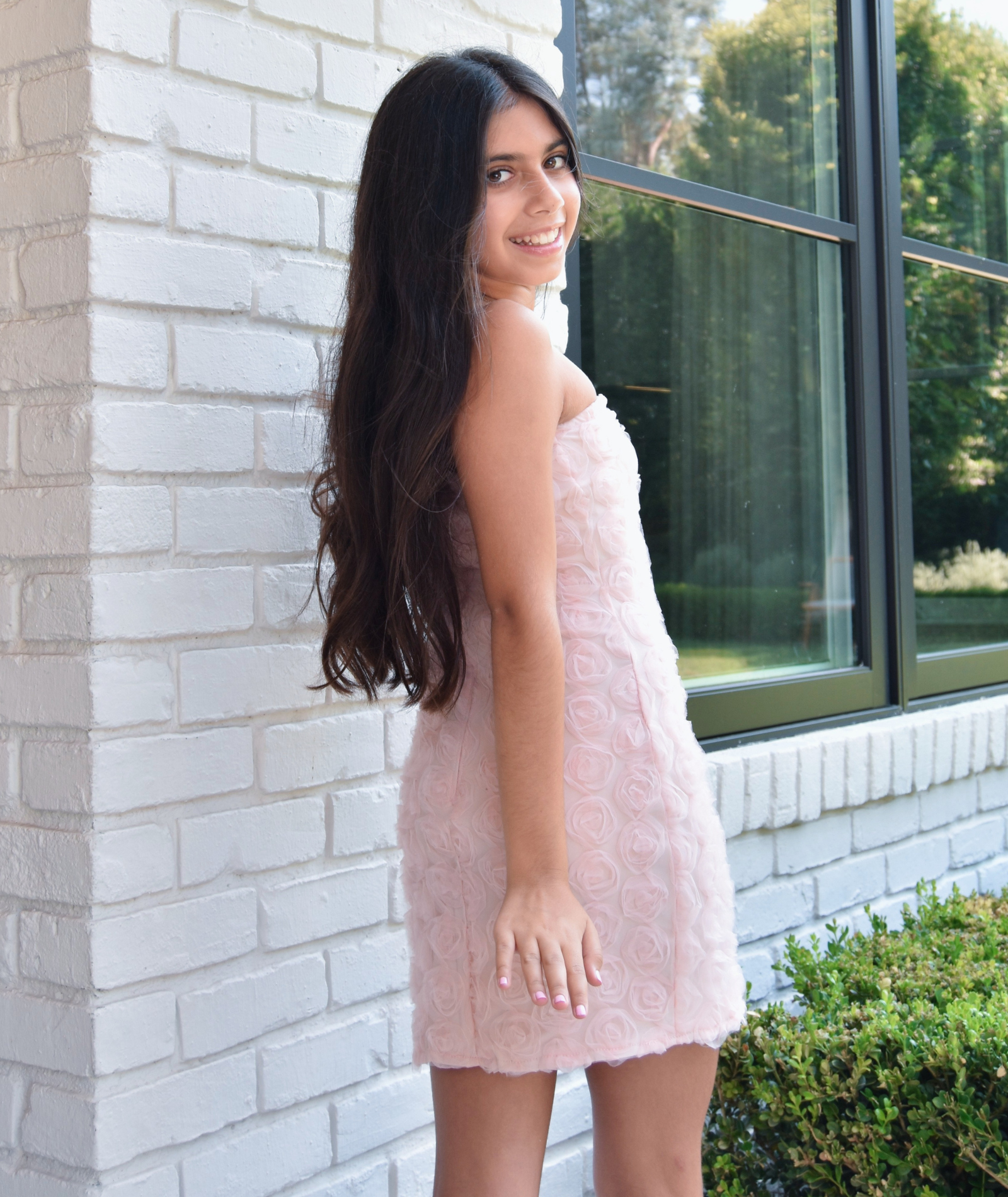 Gold Rush NYC Girls Lydia Rose Textured Strapless Mini Dress Girls Special Dresses Gold Rush NYC