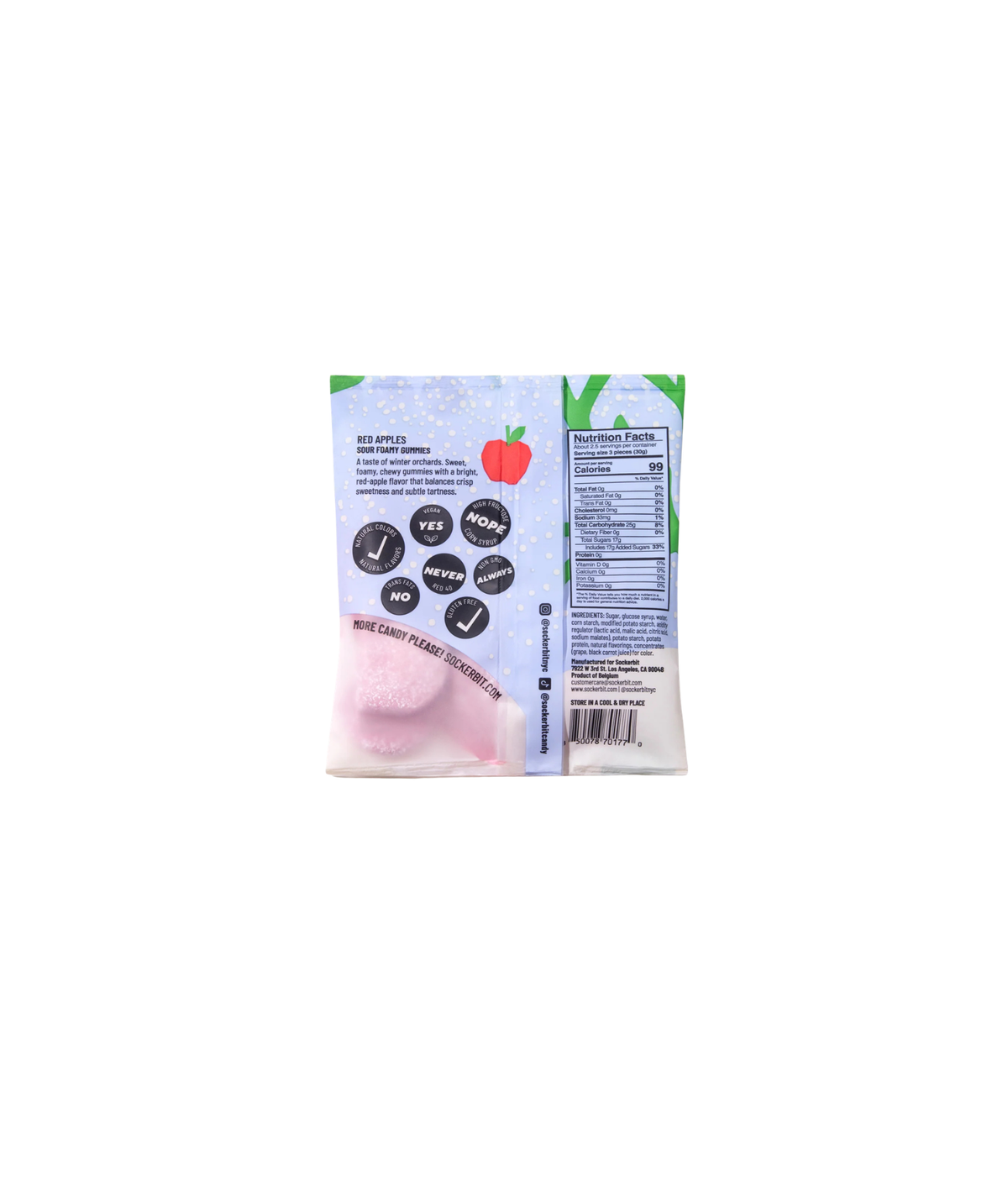 Sockerbit Fizzy Frosted Apples Swedish Candy Bag Accessories Frankie's Exclusives