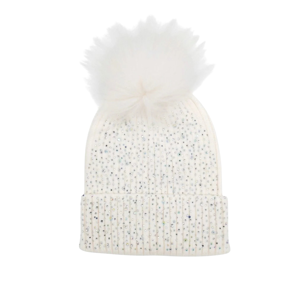 Bari Lynn Pom Hat Fully Crystallized Accessories Bari Lynn Ivory One Size Fits Most (Y/7-Y/14)
