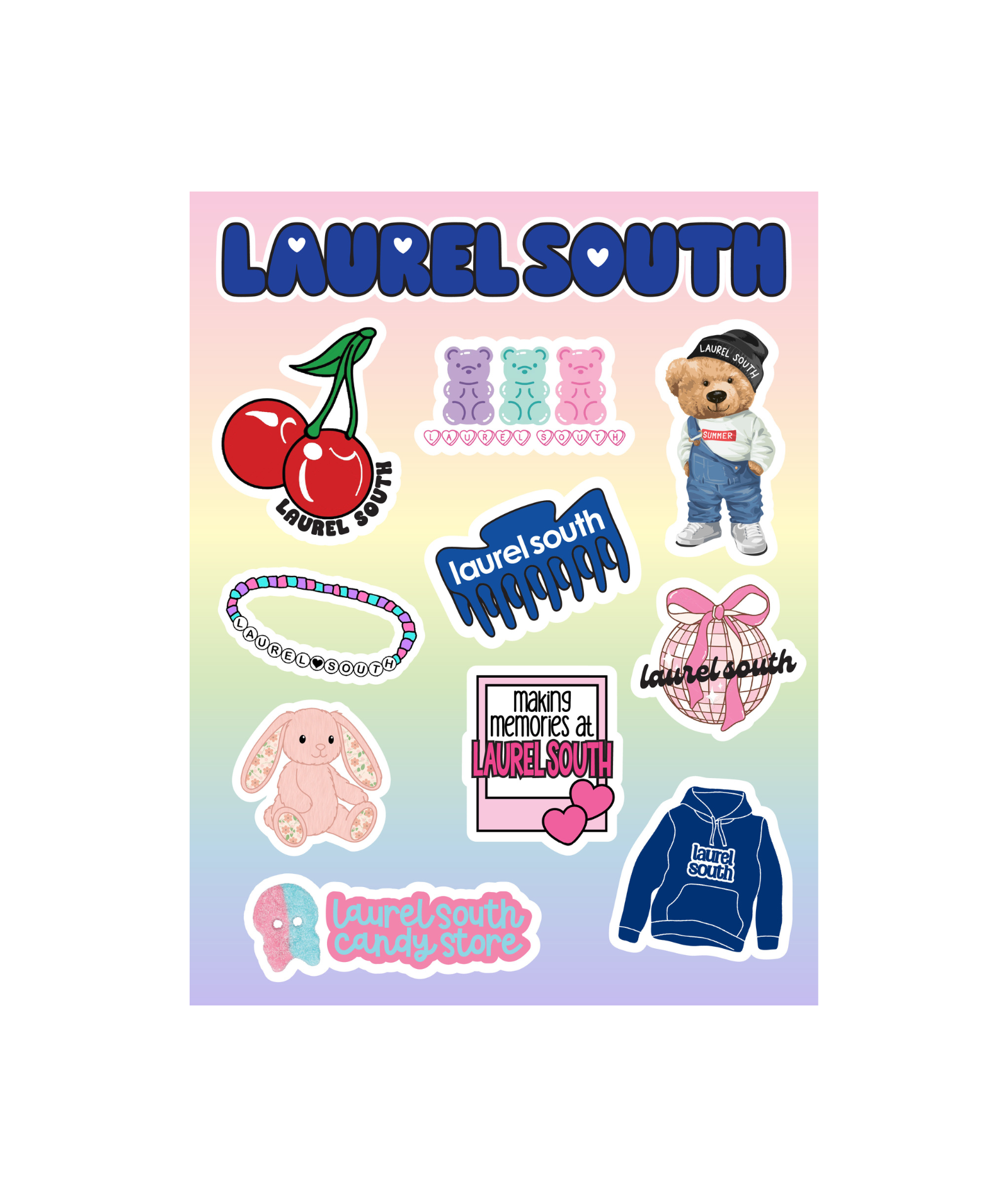 Frankie's Exclusives Cutie Camp Name Vinyl Sticker Set of 12 Camp A Wink and a Nod Multi Laurel South