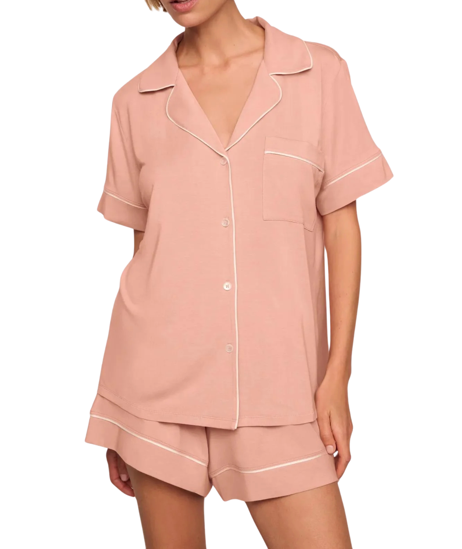 Eberjey Women Gisele Relaxed Short PJ Set Velvet Pink/Ivory Accessories Eberjey