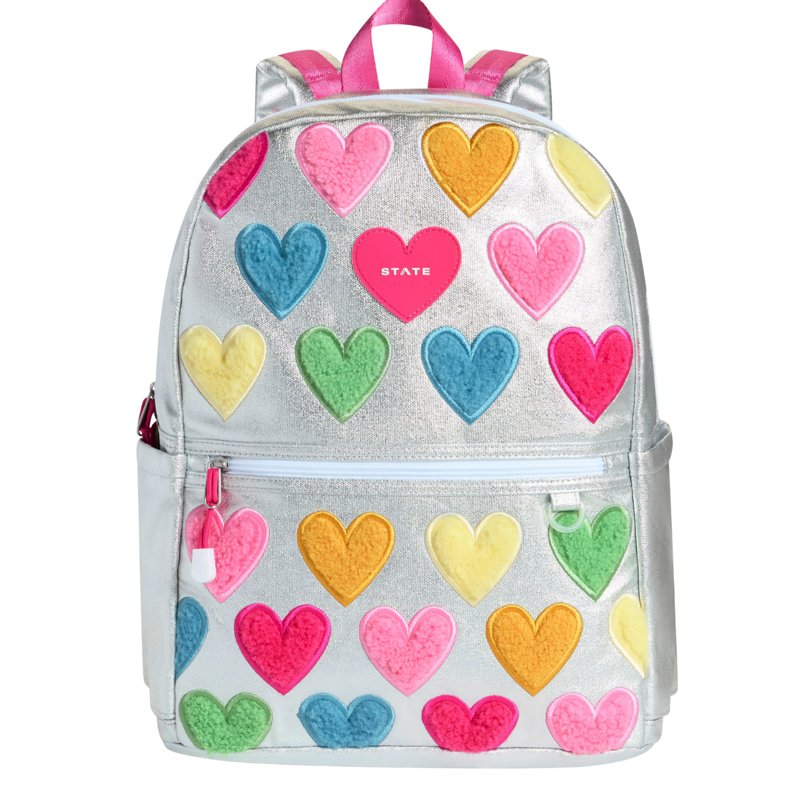 State Bags Kane Kids Double Pocket Backpack Happy Fuzzy Hearts Accessories State bags Multi