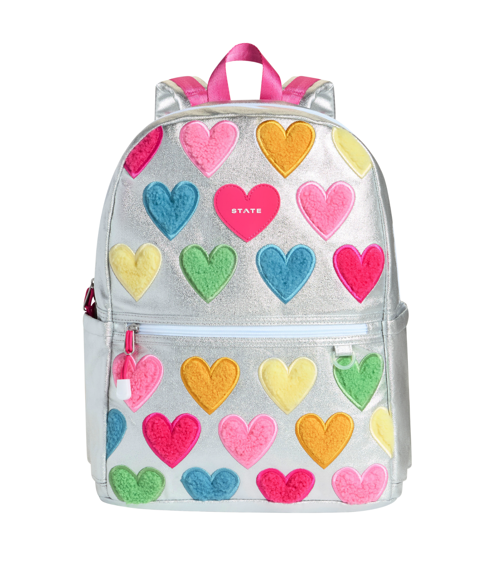 State Bags Kane Kids Double Pocket Backpack Happy Fuzzy Hearts Accessories State bags Multi