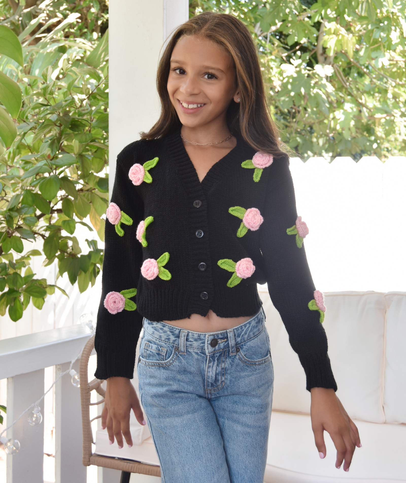 FBZ Girls Chandler Flower Cardigan Girls Casual Tops FBZ Flowers By Zoe