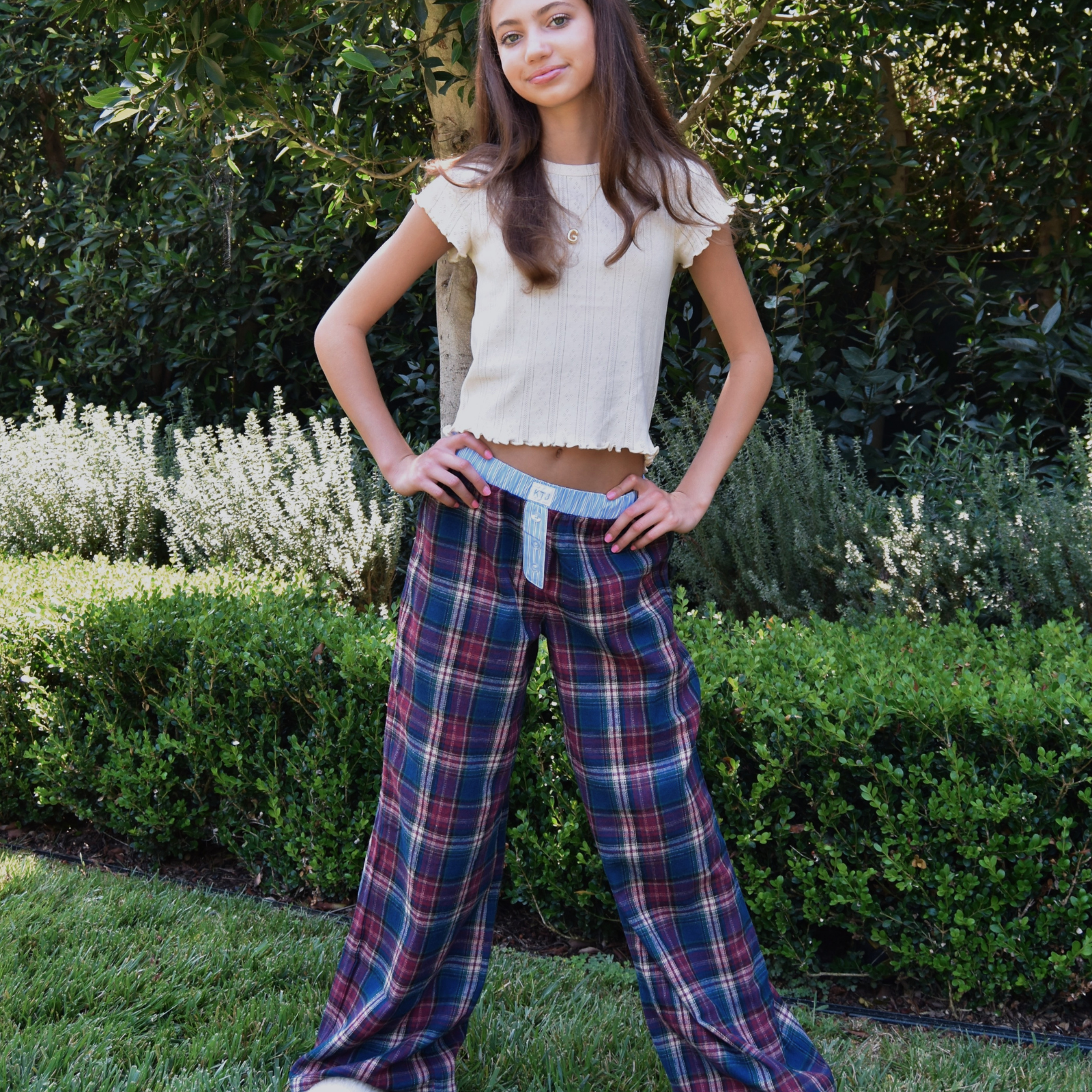 Katie J NYC Girls Bree Plaid Flannel Lounge Pants Girls Casual Bottoms Katie J NYC Plaid Y/S (7/8)