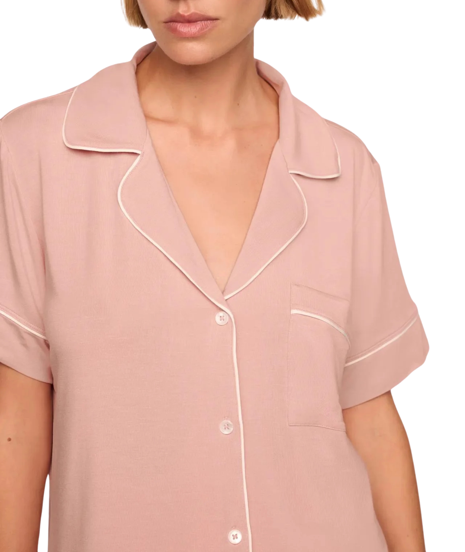 Eberjey Women Gisele Relaxed Short PJ Set Velvet Pink/Ivory Accessories Eberjey