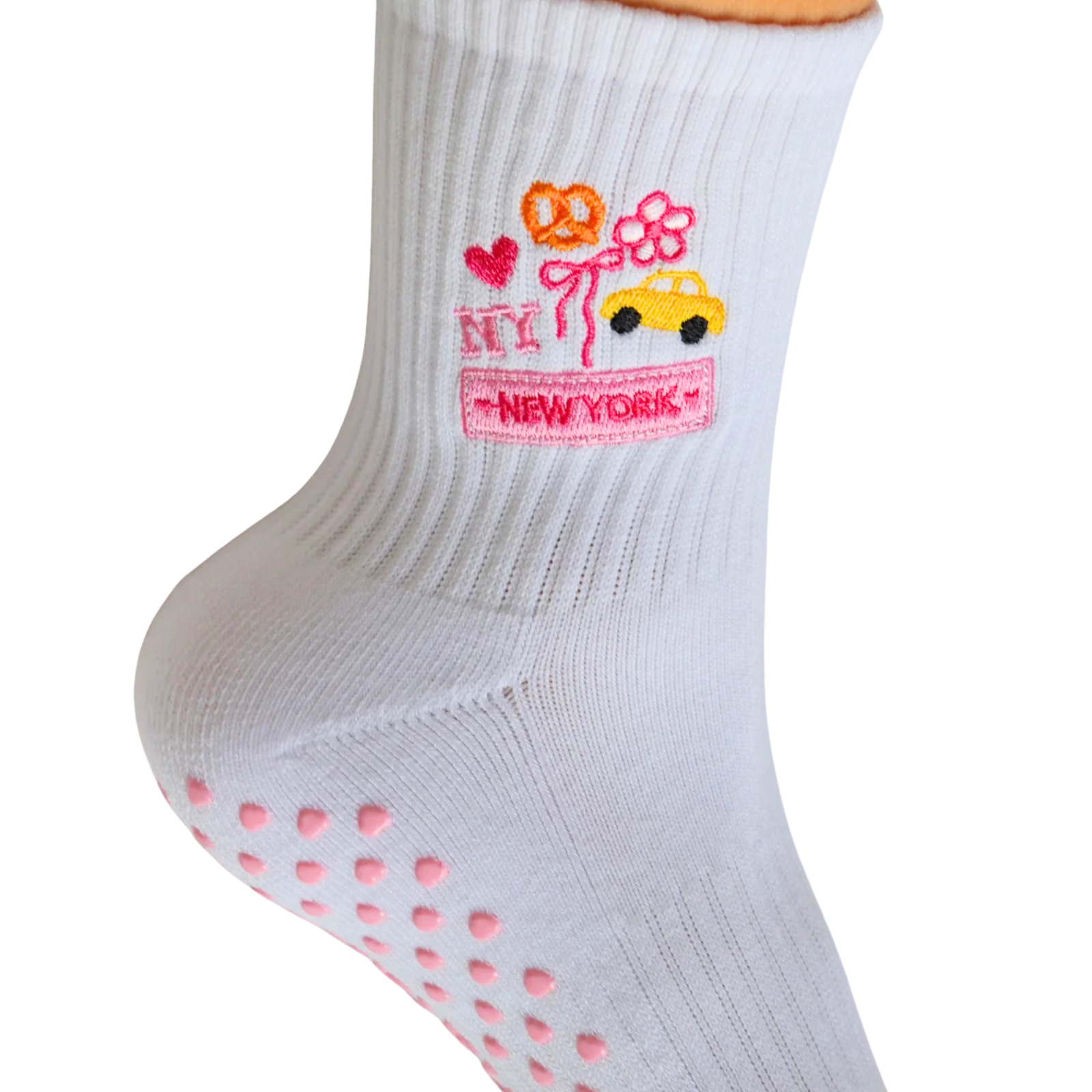 Colorful Natalie NY Icons Pink Grip Socks